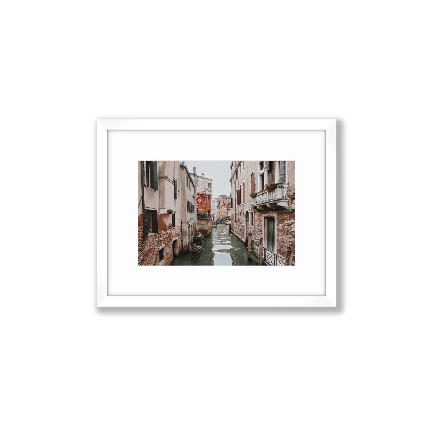 Venetian Gothic Venice Canal Italian wall art Small fine art print in white frame with matboard