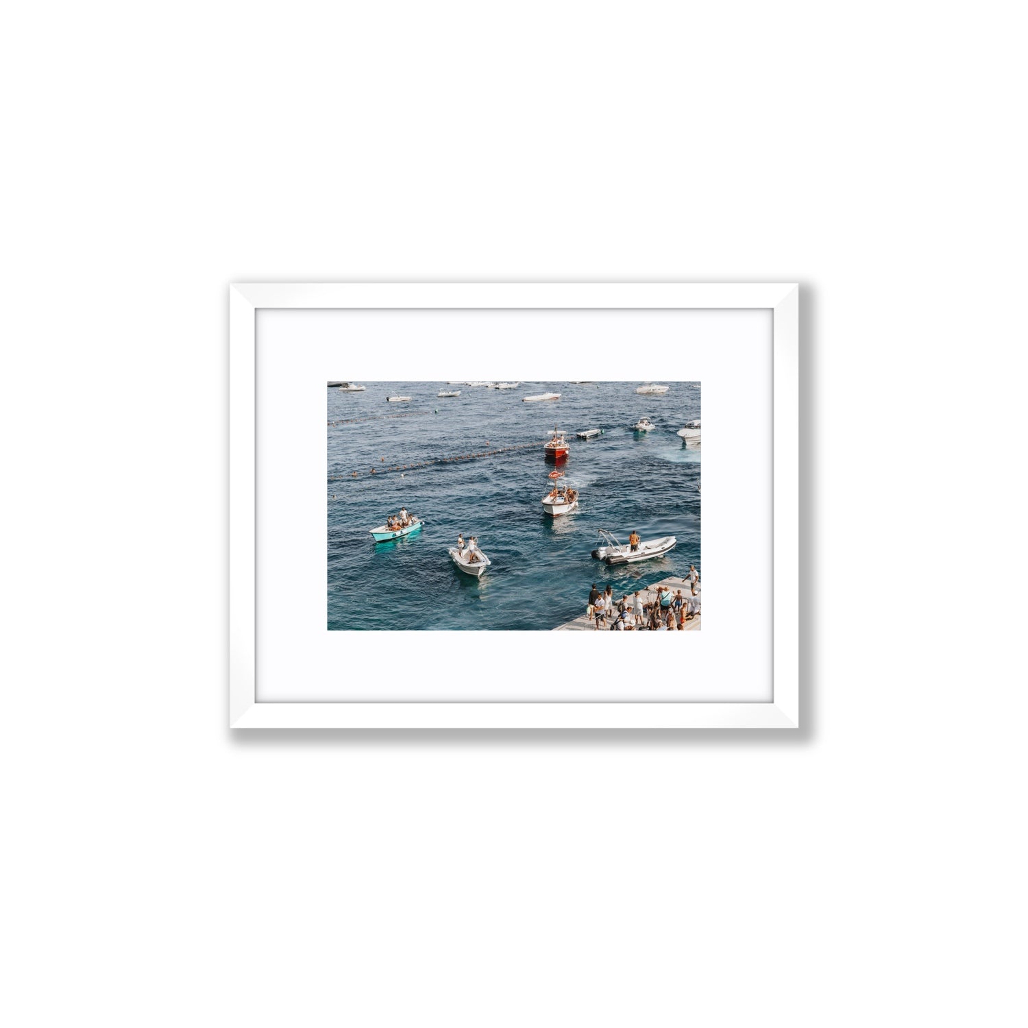 Nautical Parade Positano wall art Small fine art print in white frame with matboard