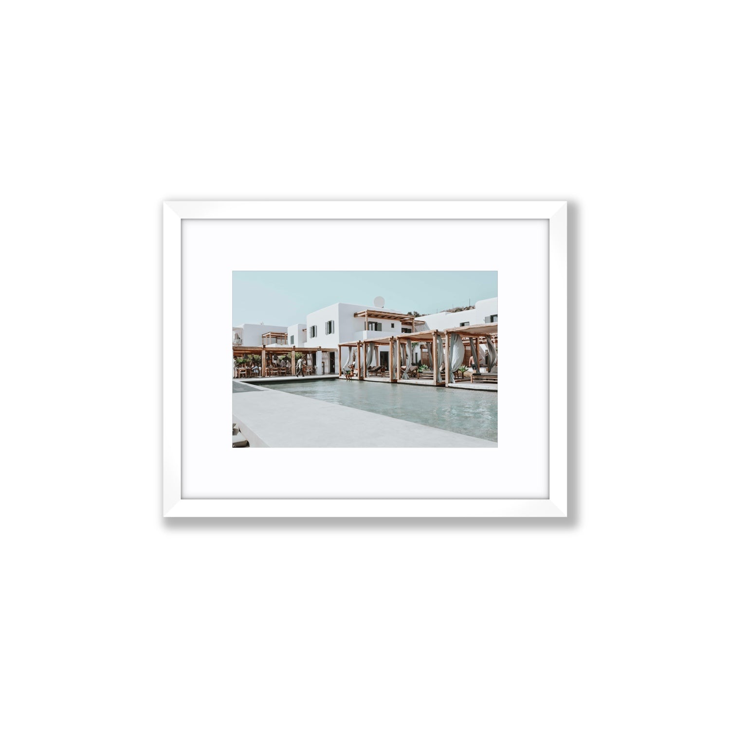 Polytelís Mykonos Greek island wall art Small fine art print in white frame with matboard