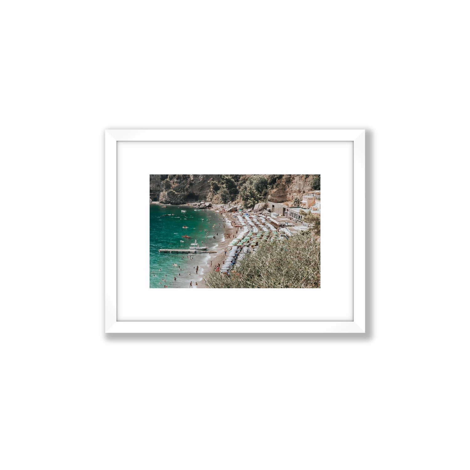 Fornillo Beach fine art print, Positano, Italy, Small, White Frame · Matboard, Fine Art Print