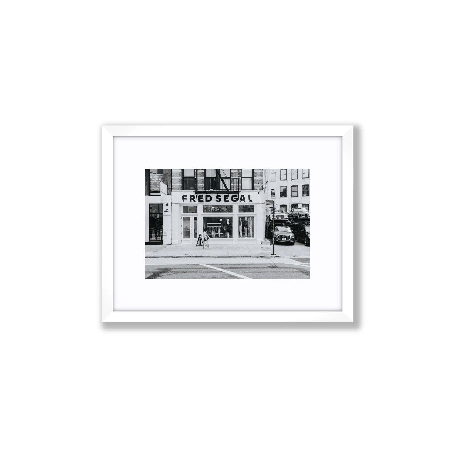 Noir York New York NYC Black & White wall art Small fine art print in white frame with matboard