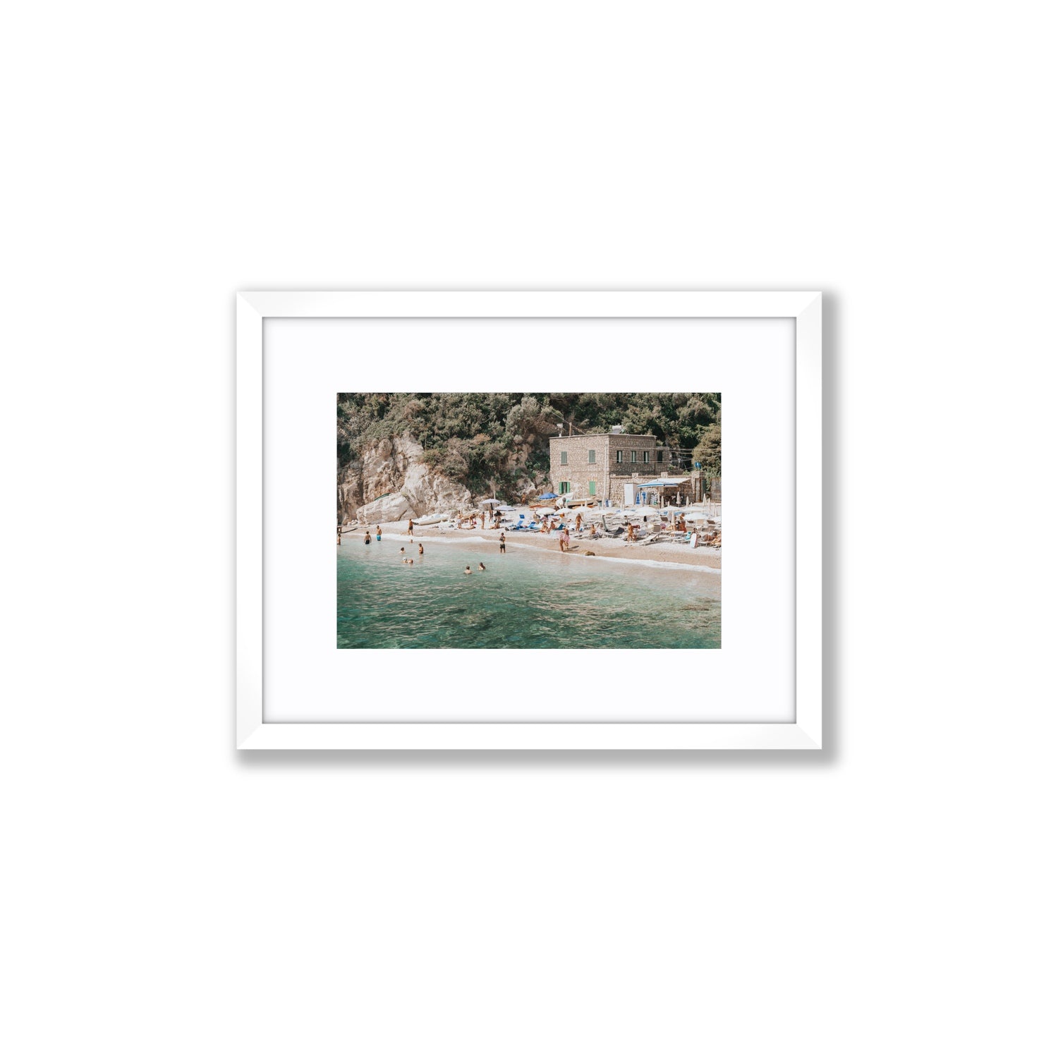 Secluded Sanctuary Nerano Italian Mediterranean decor wall art Small fine art print in white frame with matboard