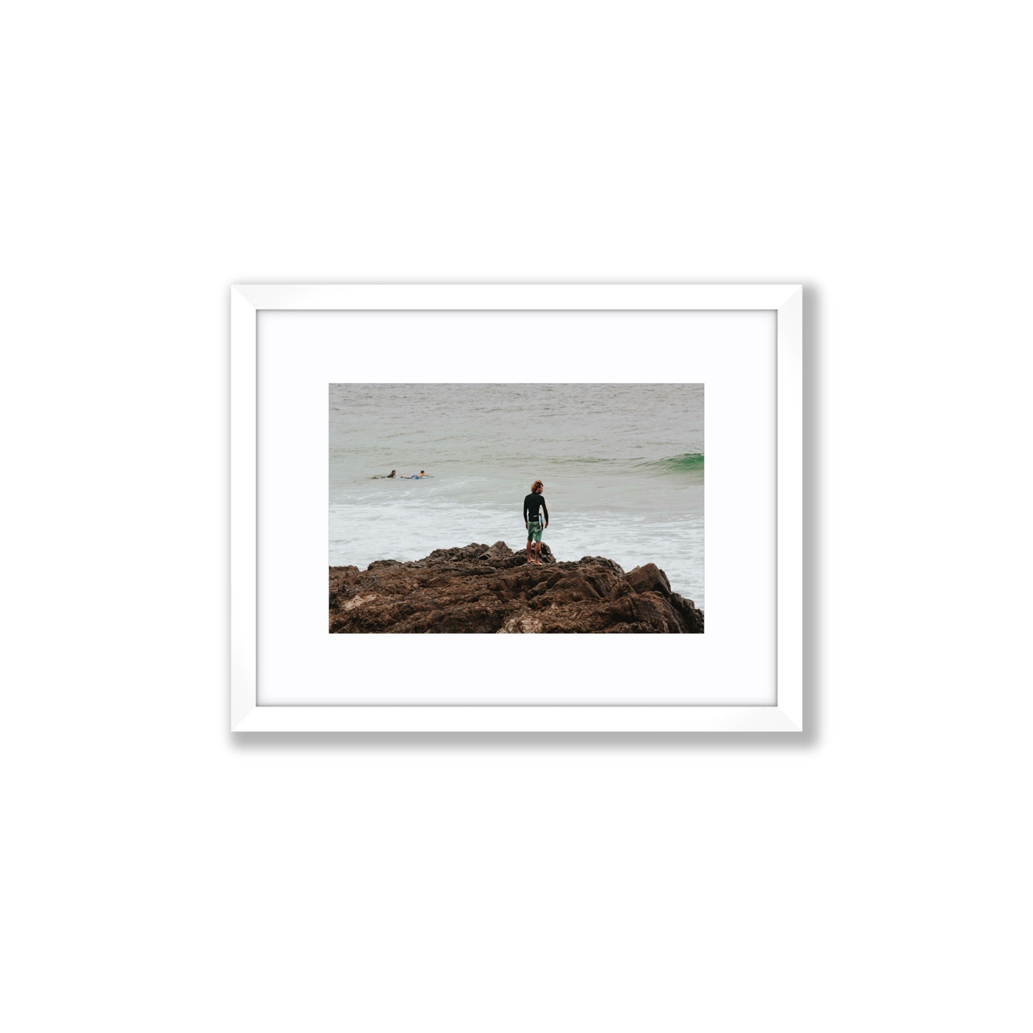Let The Sea Set You Free Byron Bay Surf wall art Small fine art print in white frame with matboard