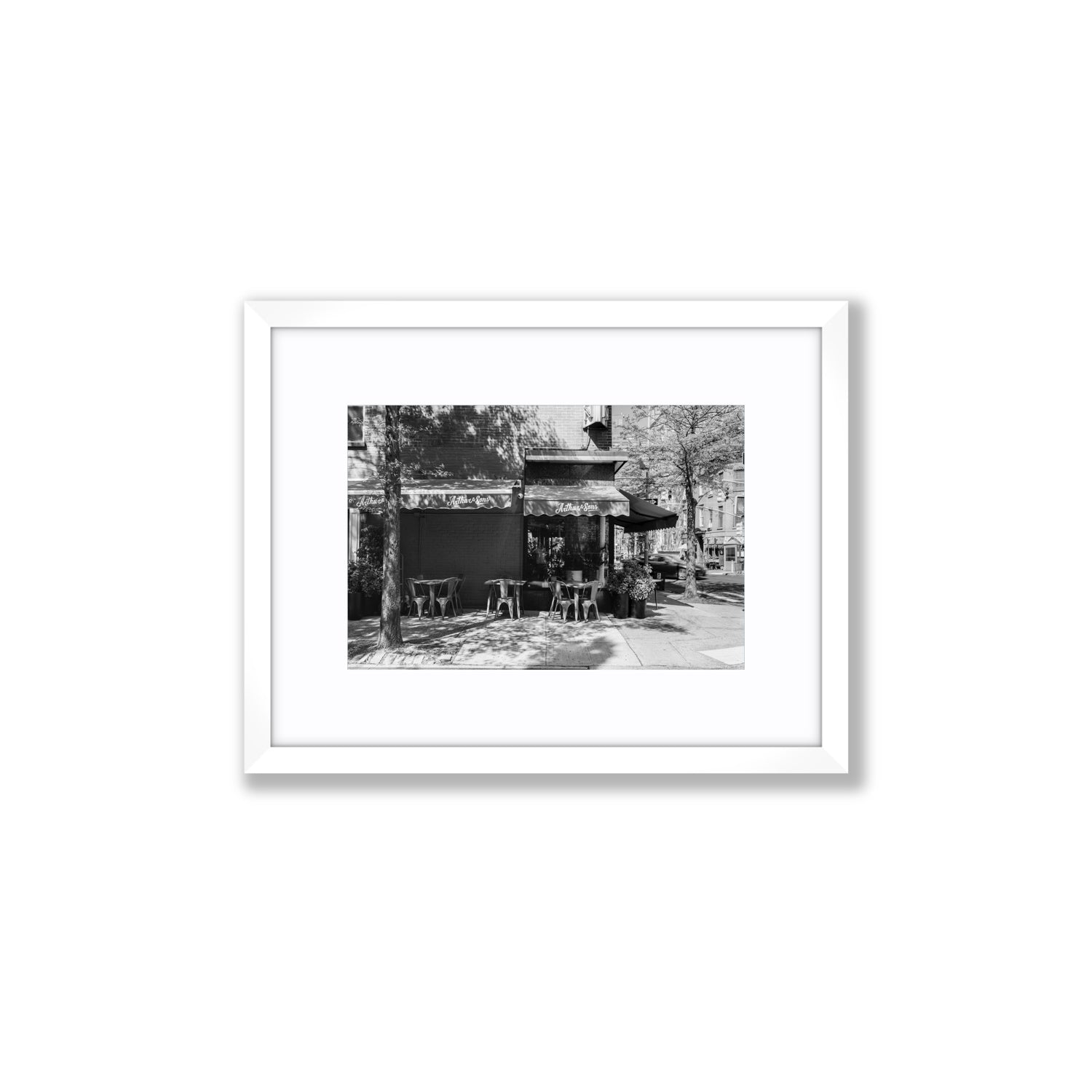 Arthur's Corner New York NYC Restaurant wall art Small fine art print in white frame with matboard