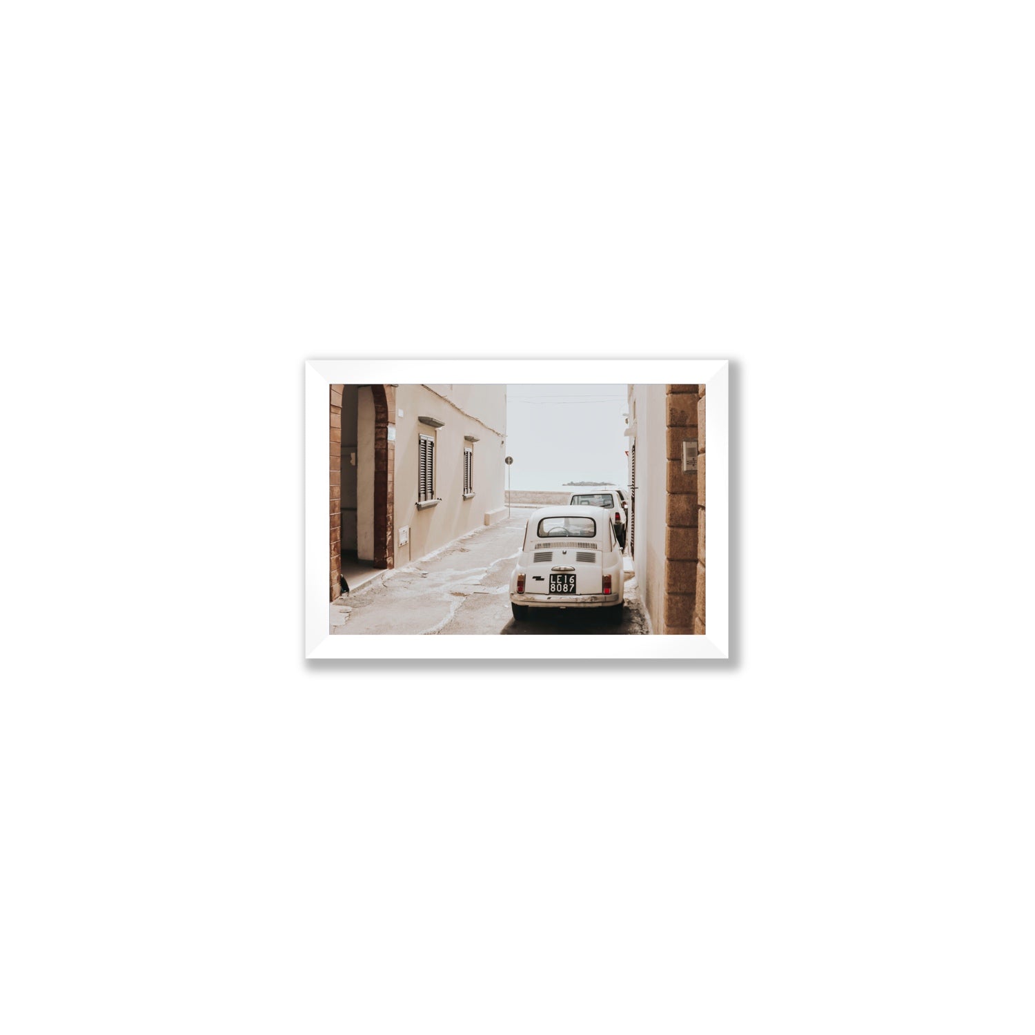 Bambini Lane Puglia Italian wall art Small full-bleed fine art print in white frame