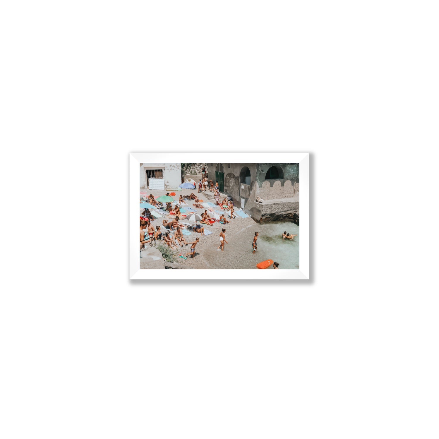 Heatwave Capri beach coastal wall art Small full-bleed fine art print in white frame