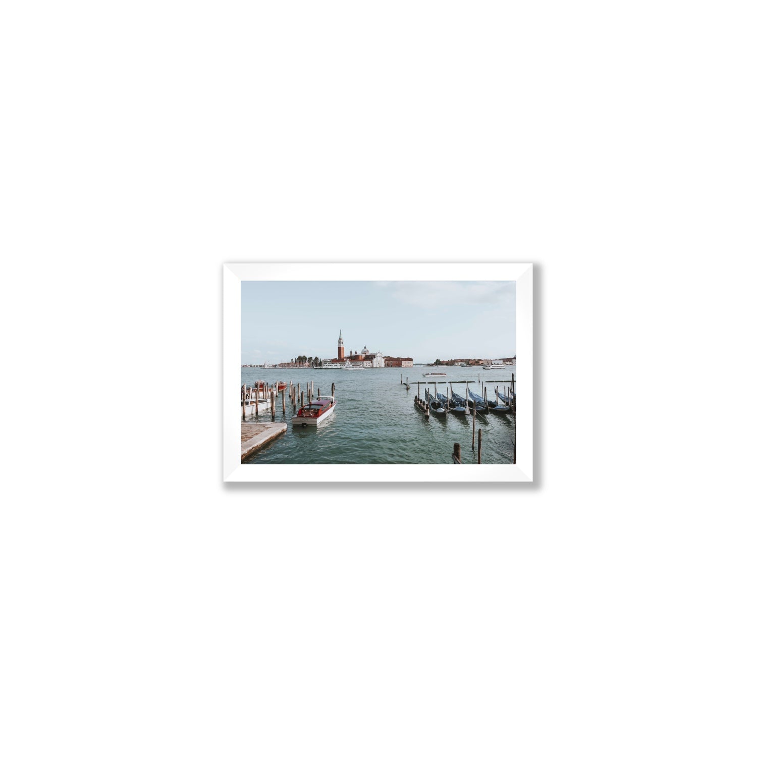 Venetian Waterscape Venice Italian art print Small full-bleed fine art print in white frame