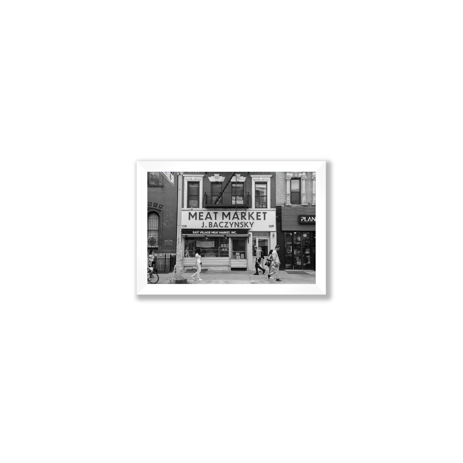 Meat District New York NYC Black & White wall art Small full-bleed fine art print in white frame