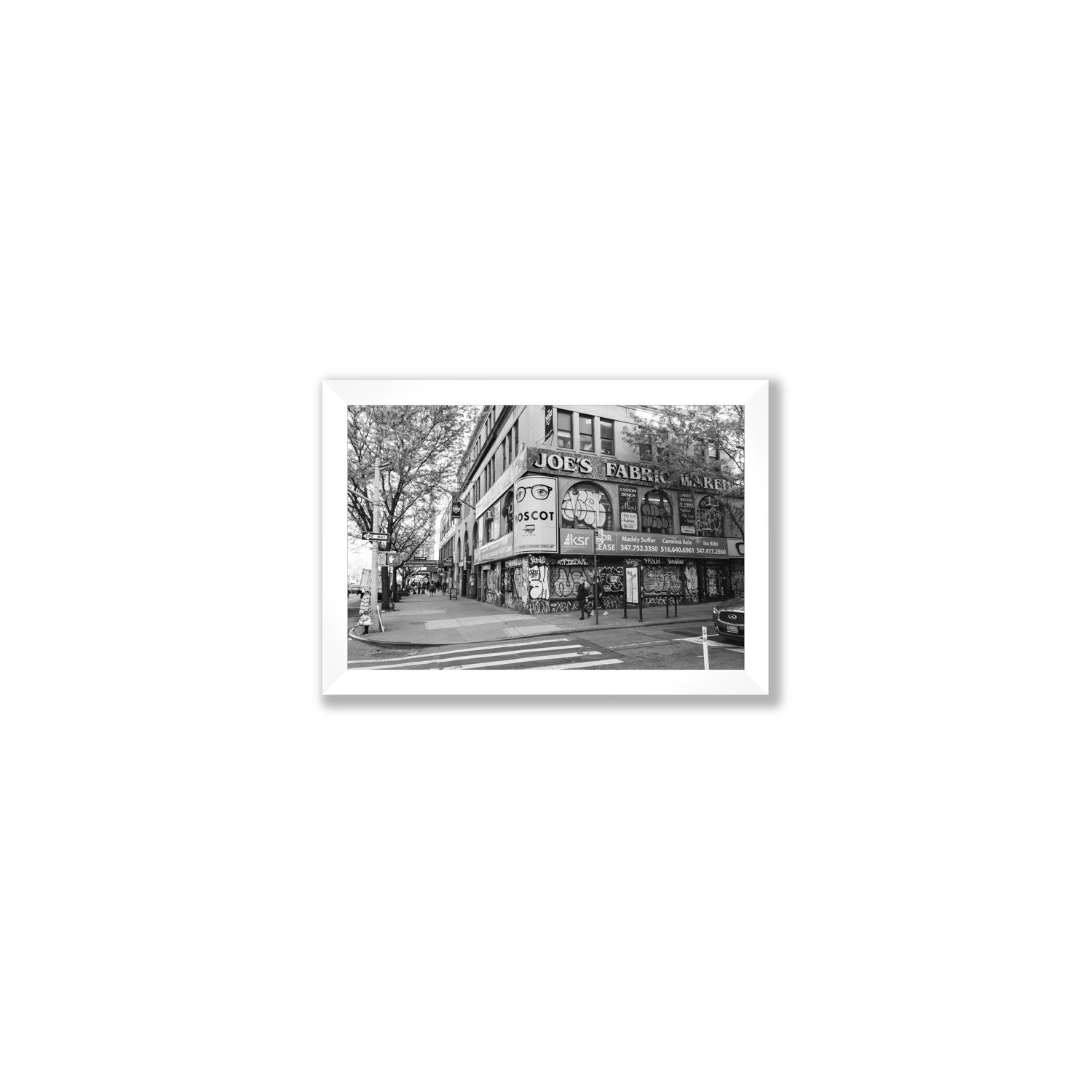 Wall Poetry New York NYC Black & White wall art Small full-bleed fine art print in white frame
