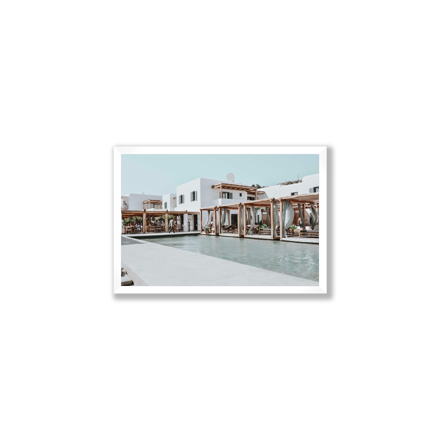 Polytelís Mykonos Greek island wall art Medium full-bleed fine art print in white frame