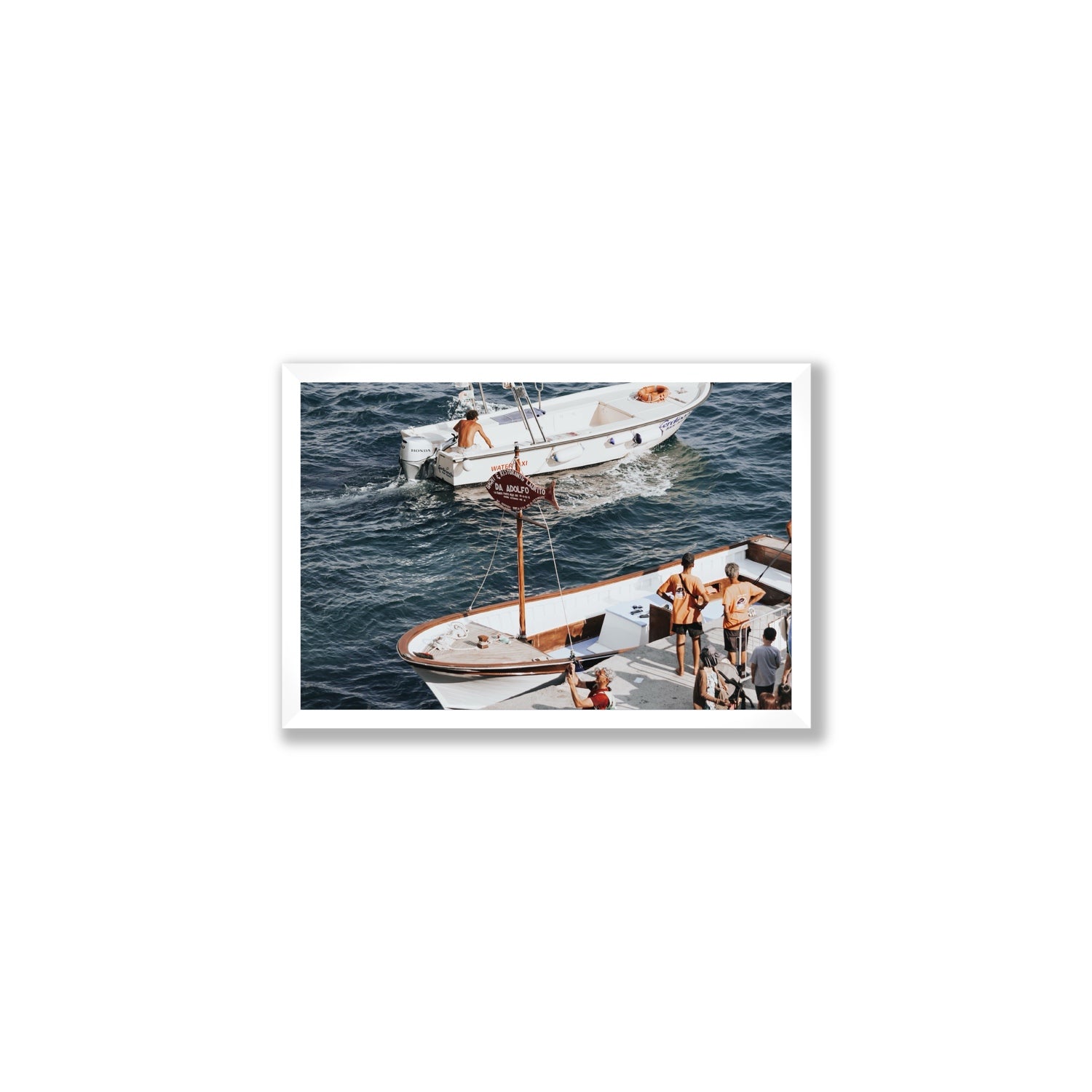 Water Taxi Positano wall art Medium full-bleed fine art print in white frame