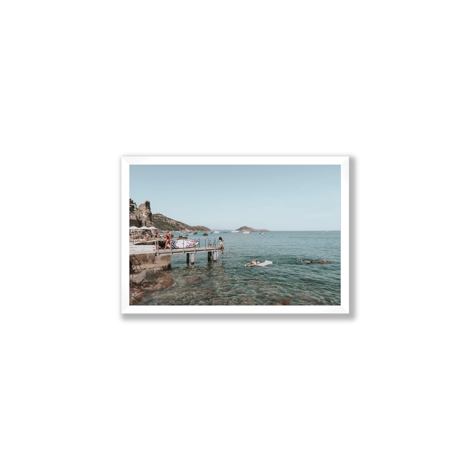 Retro Glamour Tuscany coastal Italian wall art Medium full-bleed fine art print in white frame