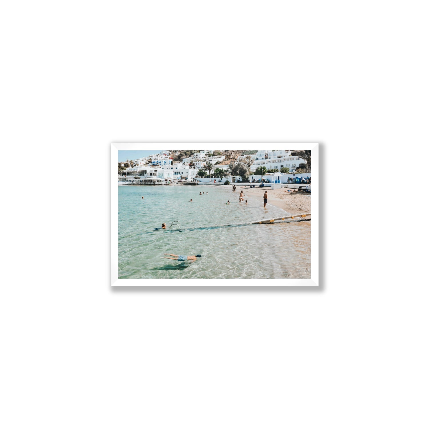 Bathe Yourself In Beauty Mykonos Greek island wall art Medium full-bleed fine art print in white frame