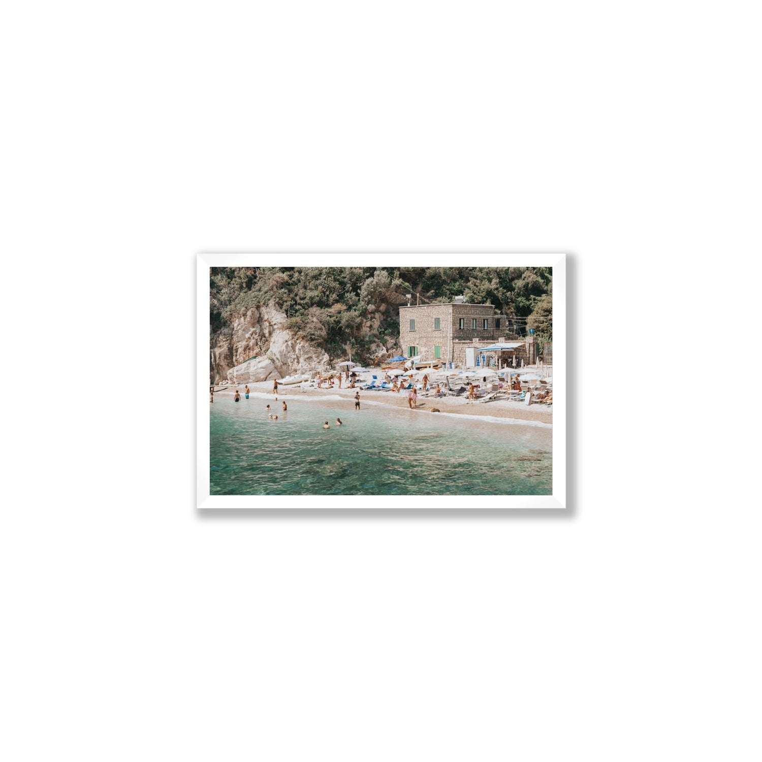 Secluded Sanctuary Nerano Italian Mediterranean decor wall art Medium full-bleed fine art print in white frame