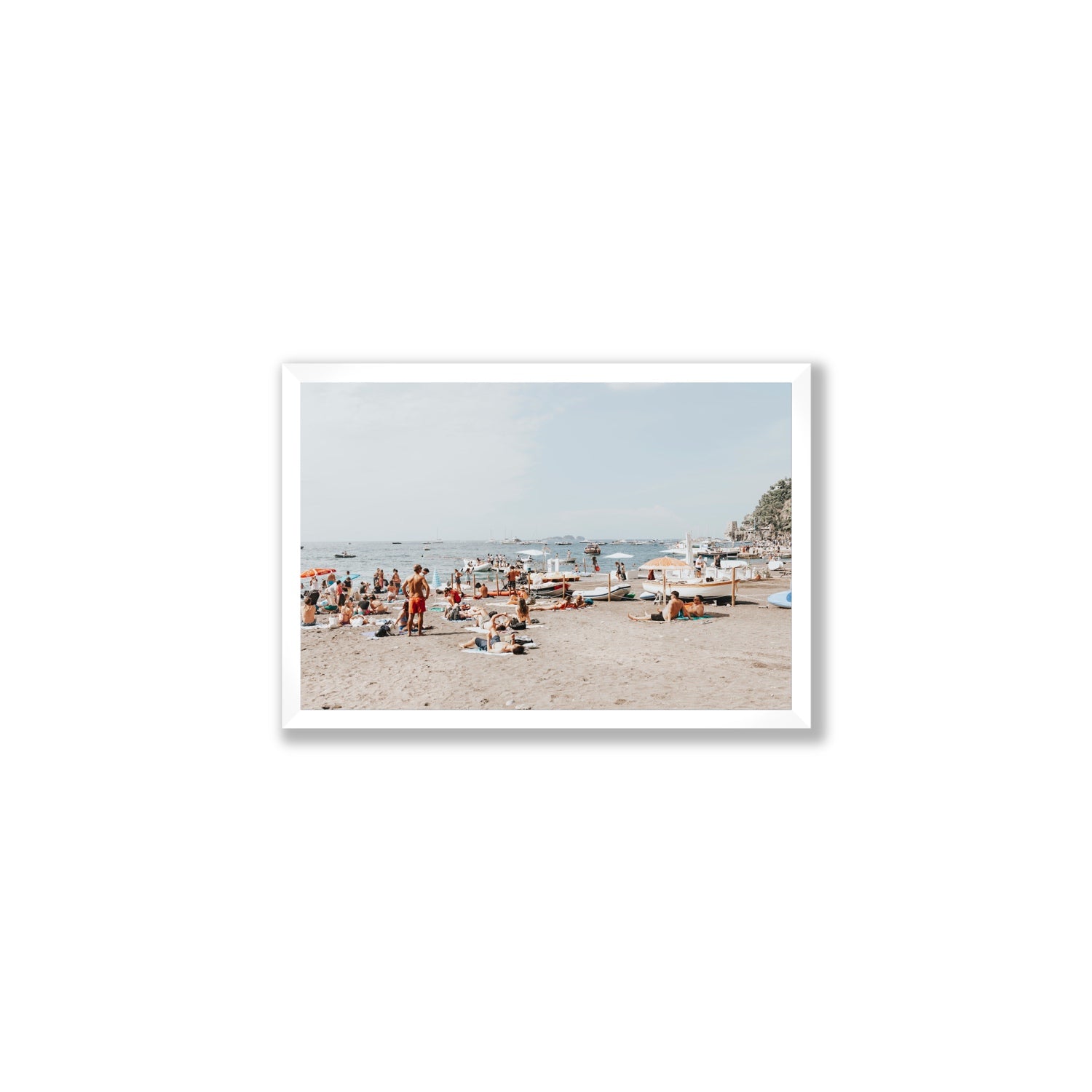 Beachy Vibes fine art print, Positano, Italy, Medium, White Frame · Full Bleed, Fine Art Print