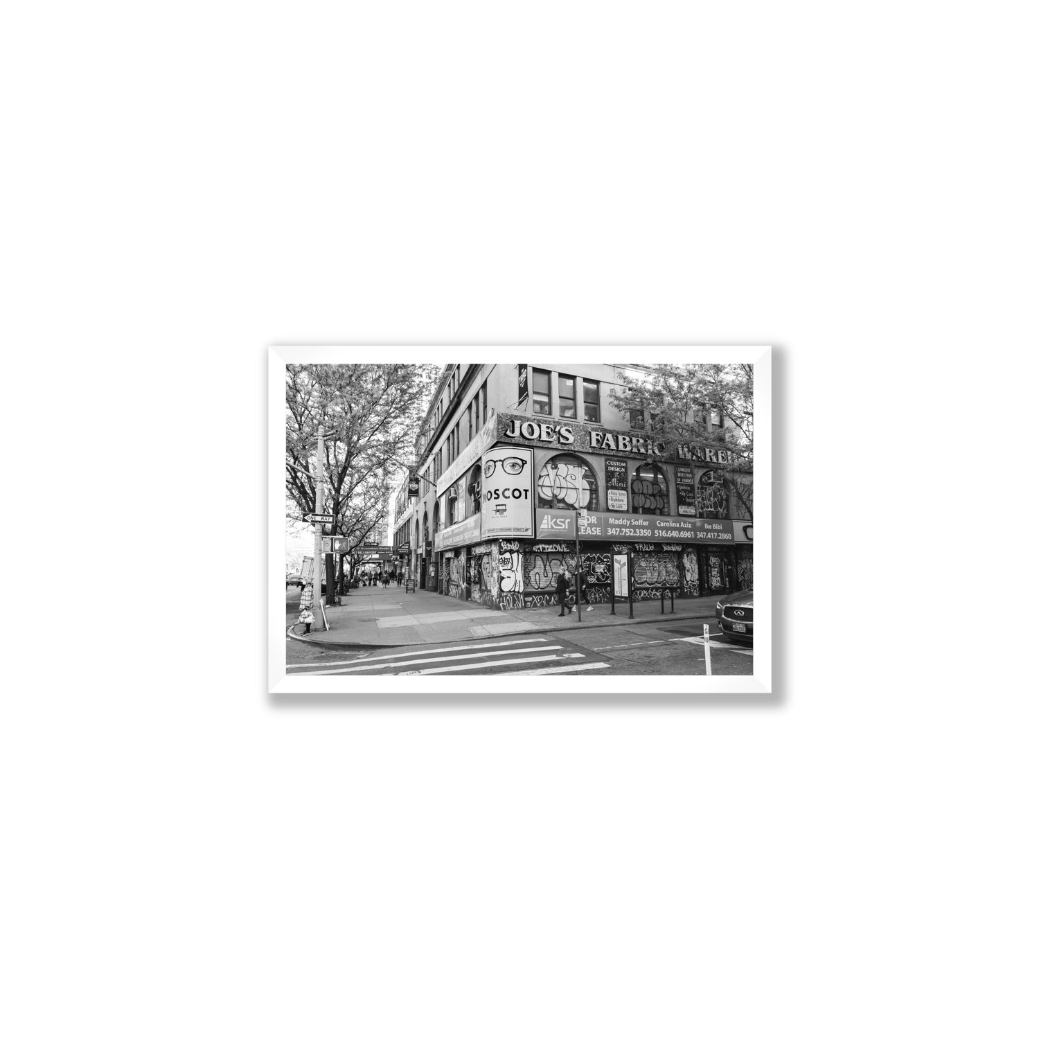Wall Poetry New York NYC Black & White wall art Medium full-bleed fine art print in white frame