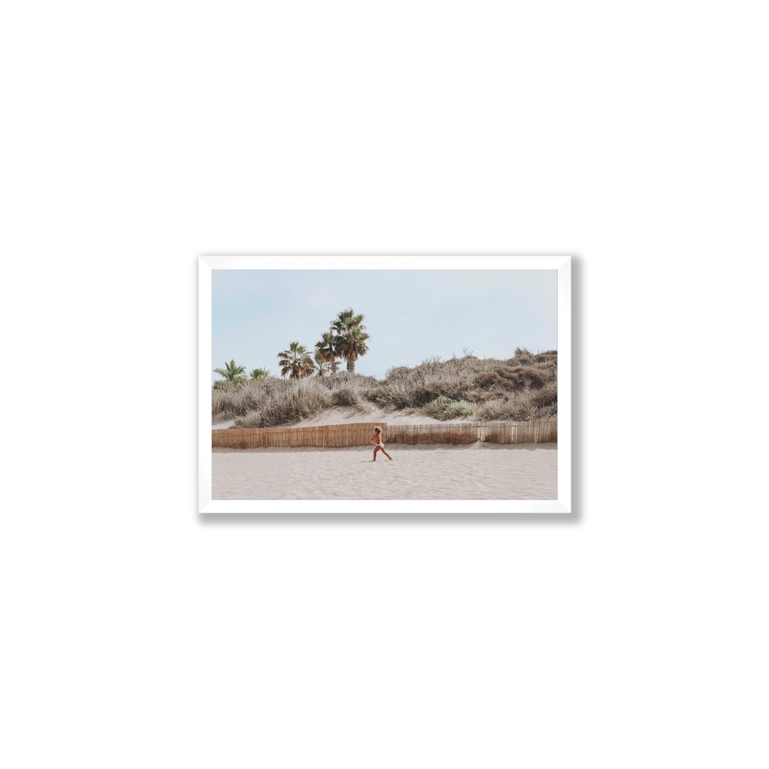 Ragazza Da Spiaggia Puglia beach Italian fine art print Medium full-bleed fine art print in white frame