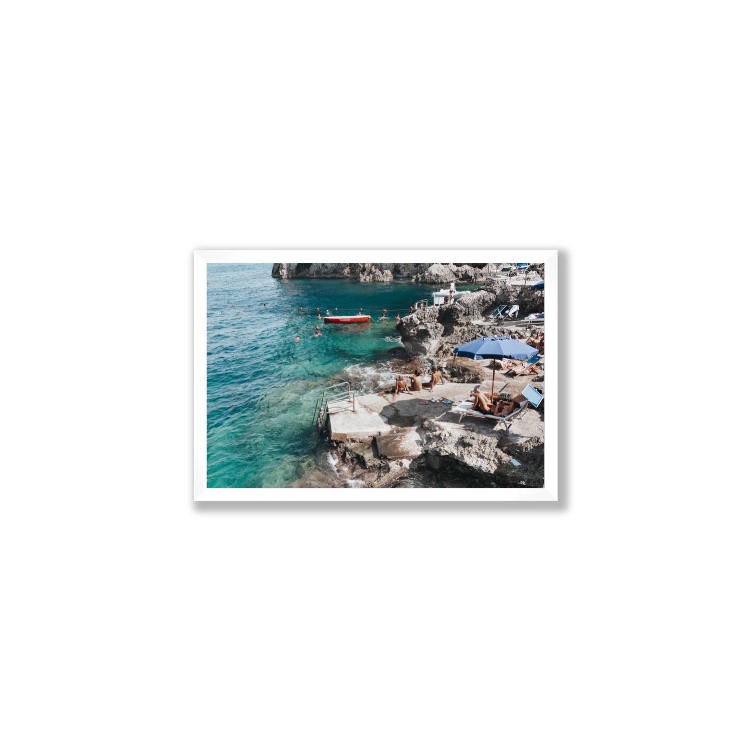 Serenity By The Sea Capri Mediterranean wall art Medium full-bleed fine art print in white frame