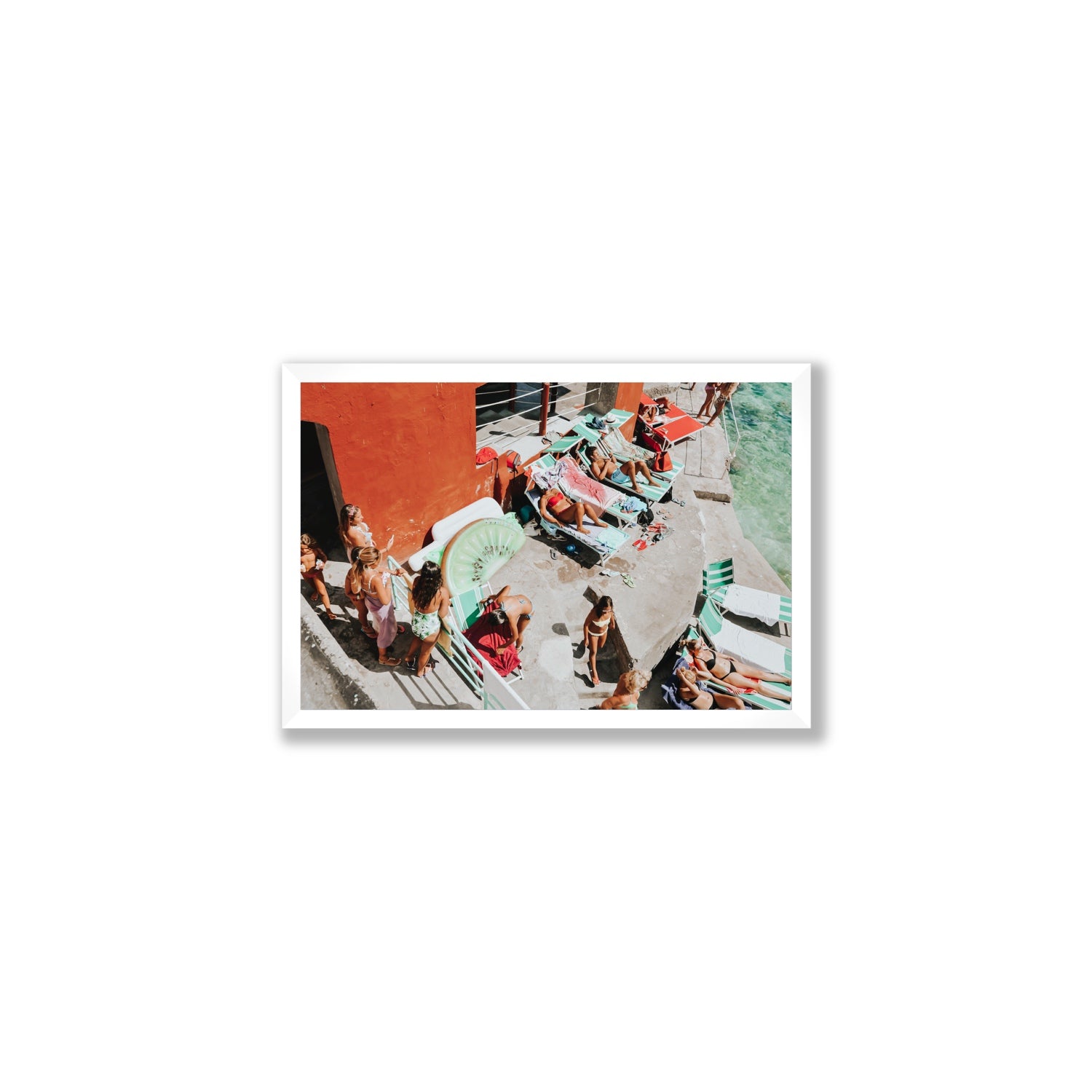 Italianita Capri beach Mediterranean wall art Medium full-bleed fine art print in white frame