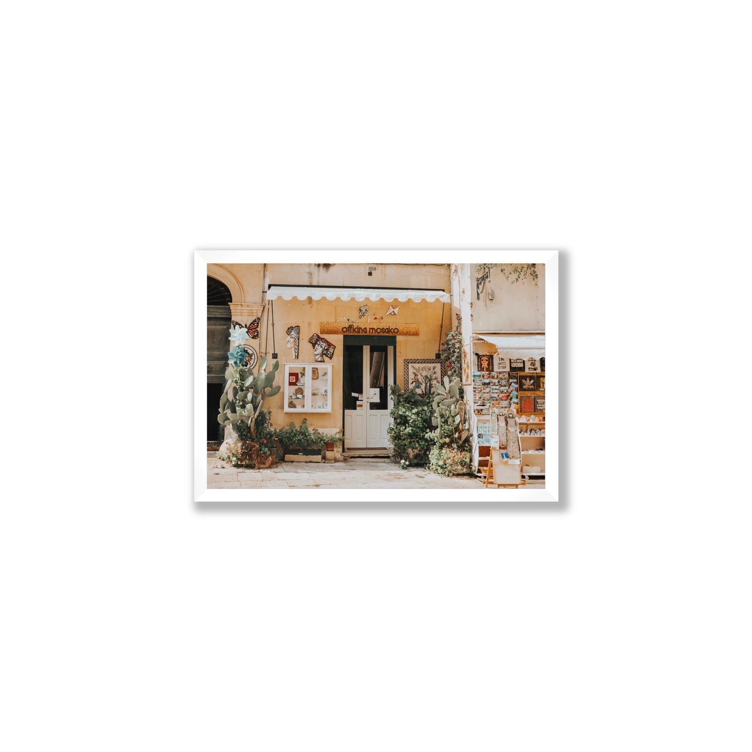 Mosaic Workshop Puglia Italian wall art Medium full-bleed fine art print in white frame