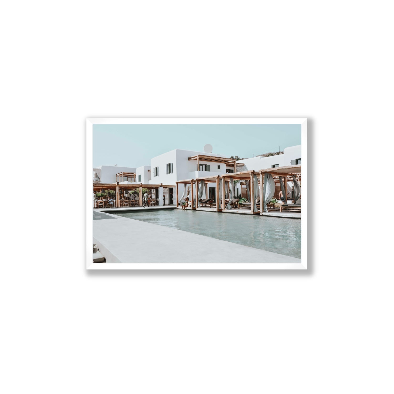 Polytelís Mykonos Greek island wall art Large full-bleed fine art print in white frame