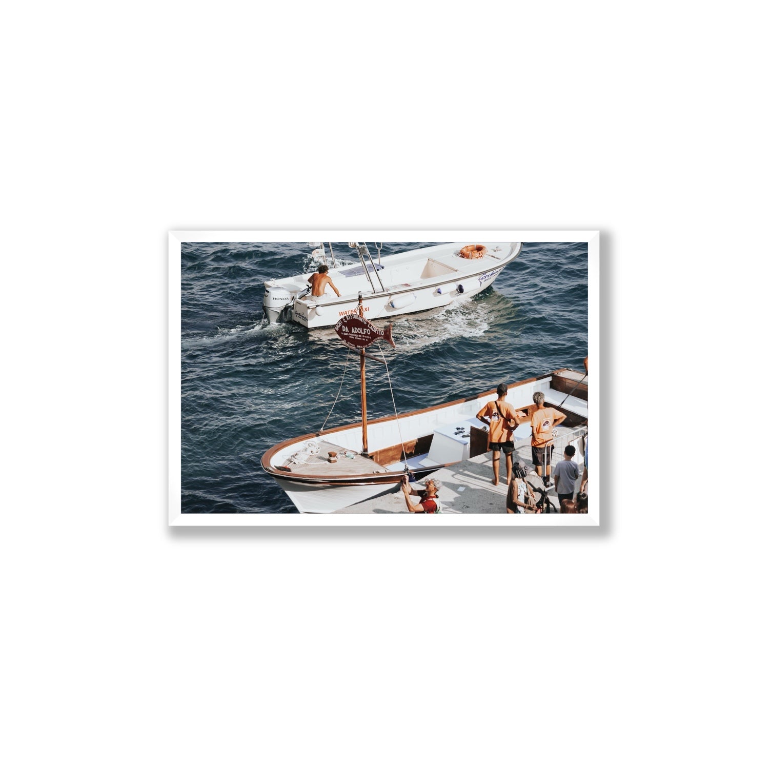 Water Taxi Positano wall art Large full-bleed fine art print in white frame