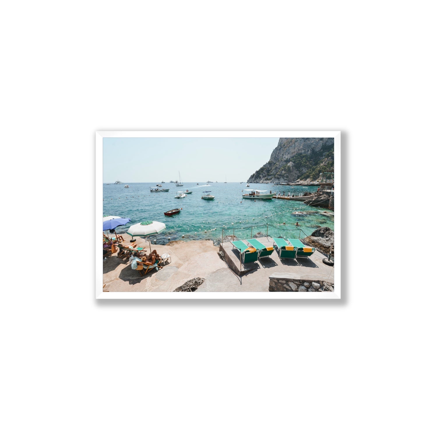 Save Me A Seat Capri Mediterranean wall art Large full-bleed fine art print in white frame