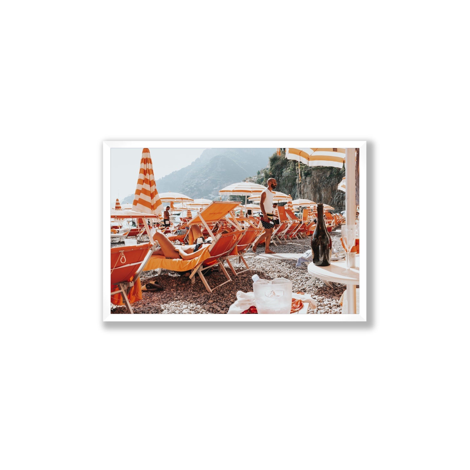 Zesty Shade Positano wall art Large full-bleed fine art print in white frame