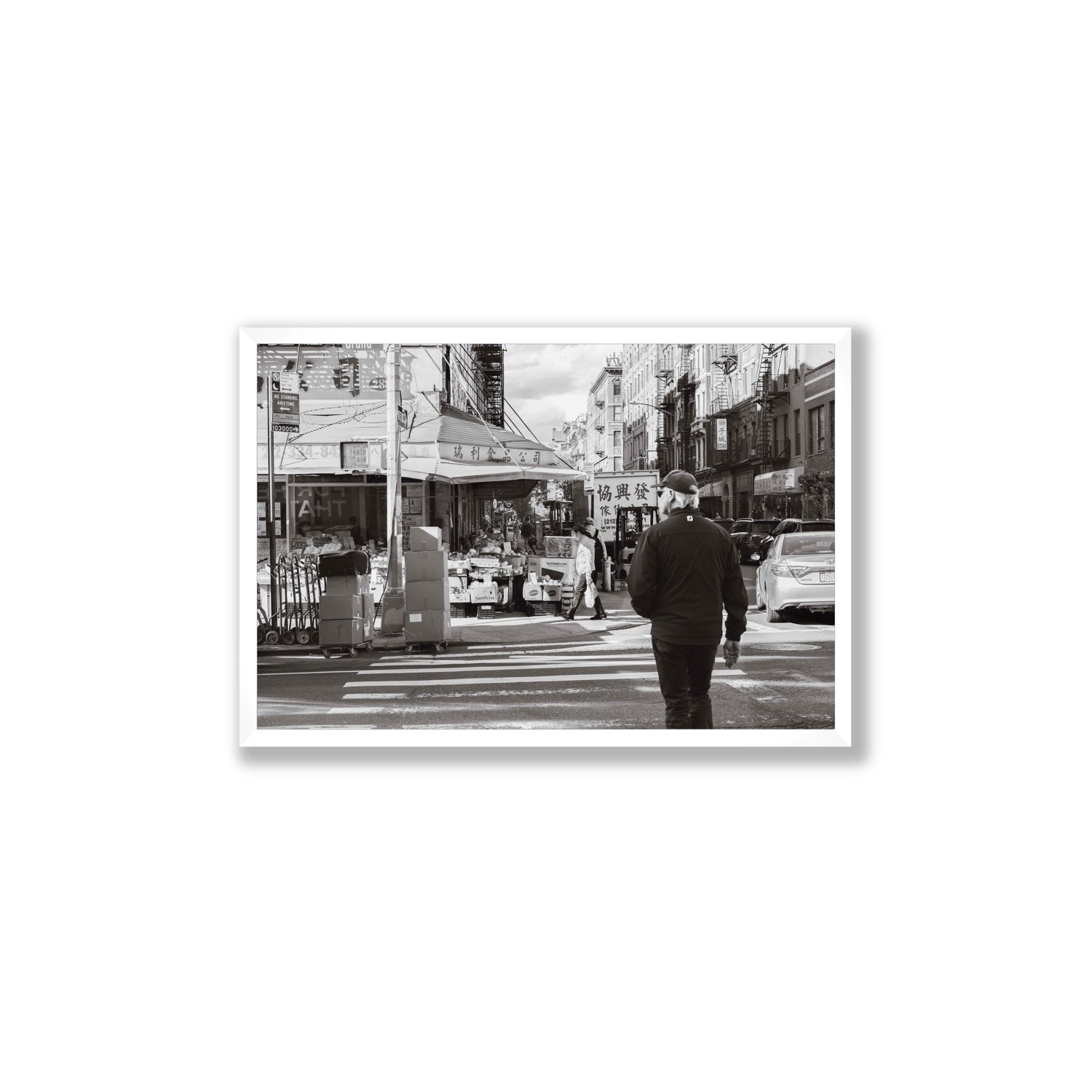 Chinatown New York NYC Street wall art Large full-bleed fine art print in white frame