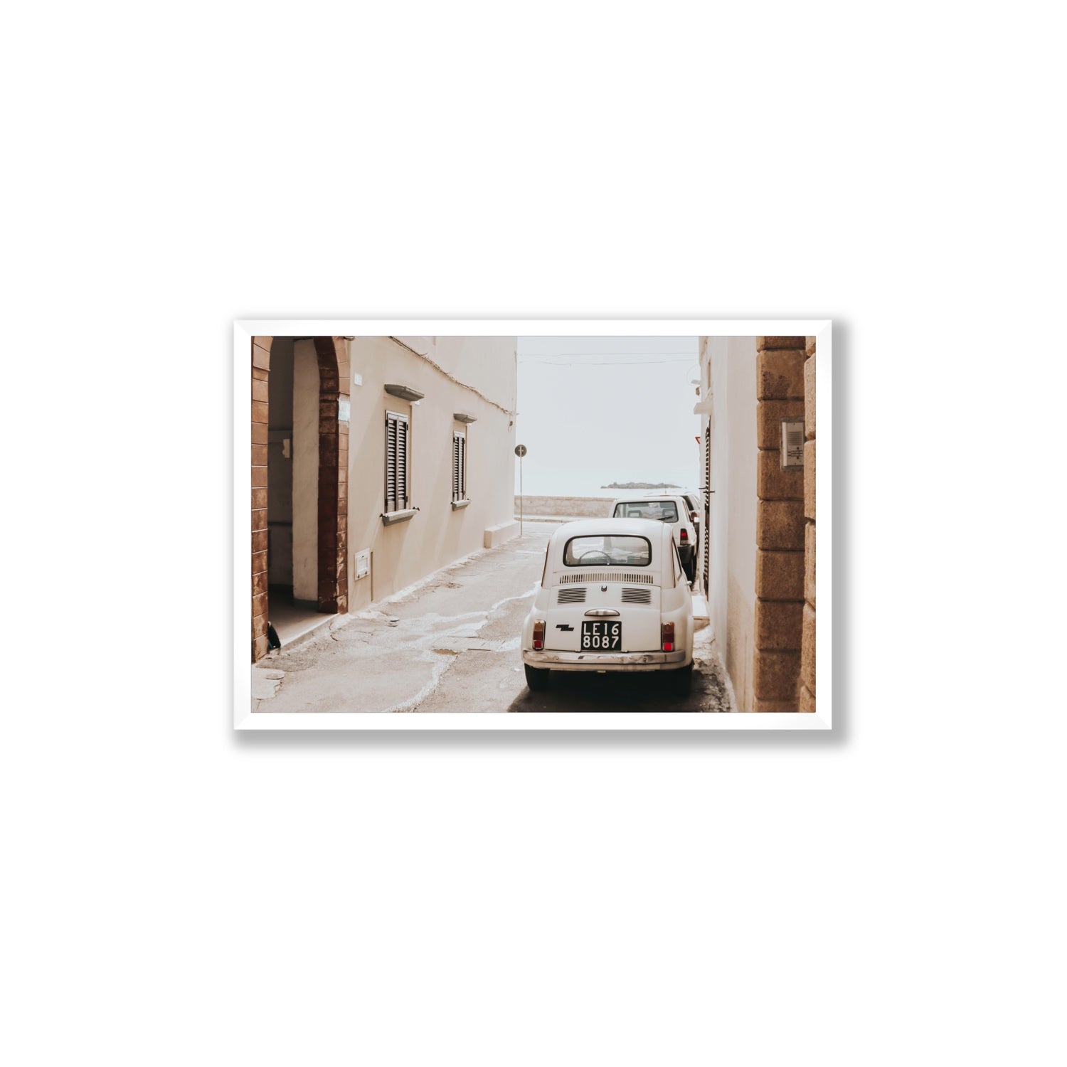 Bambini Lane Puglia Italian wall art Large full-bleed fine art print in white frame