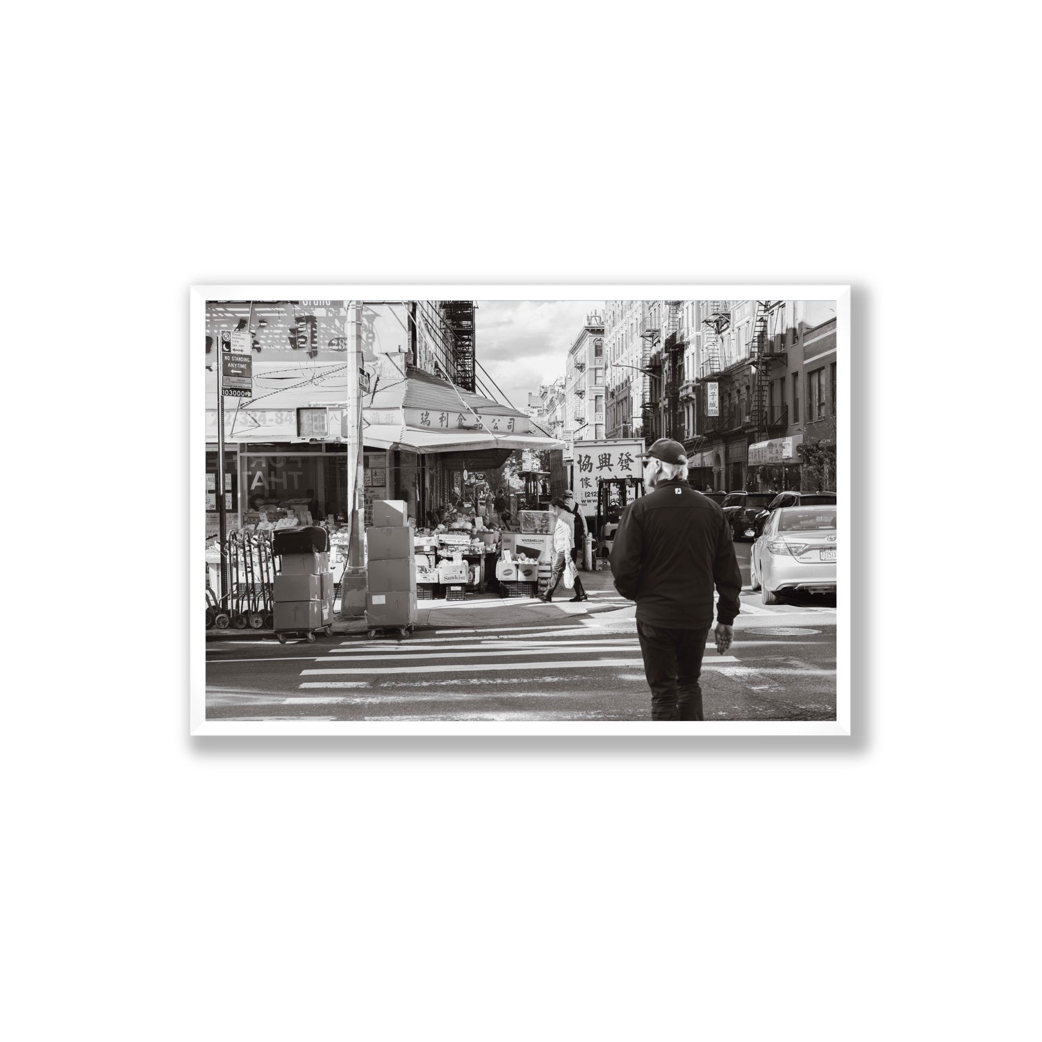 Chinatown New York NYC Street wall art Extra Large full-bleed fine art print in white frame