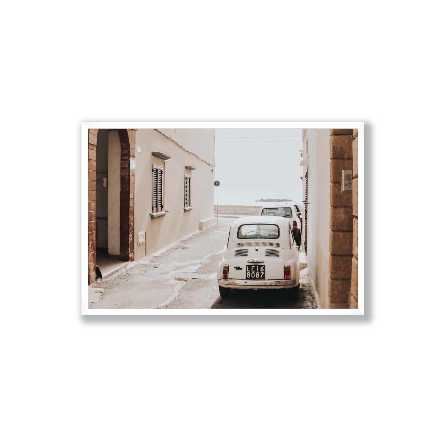 Bambini Lane Puglia Italian wall art Extra Large full-bleed fine art print in white frame