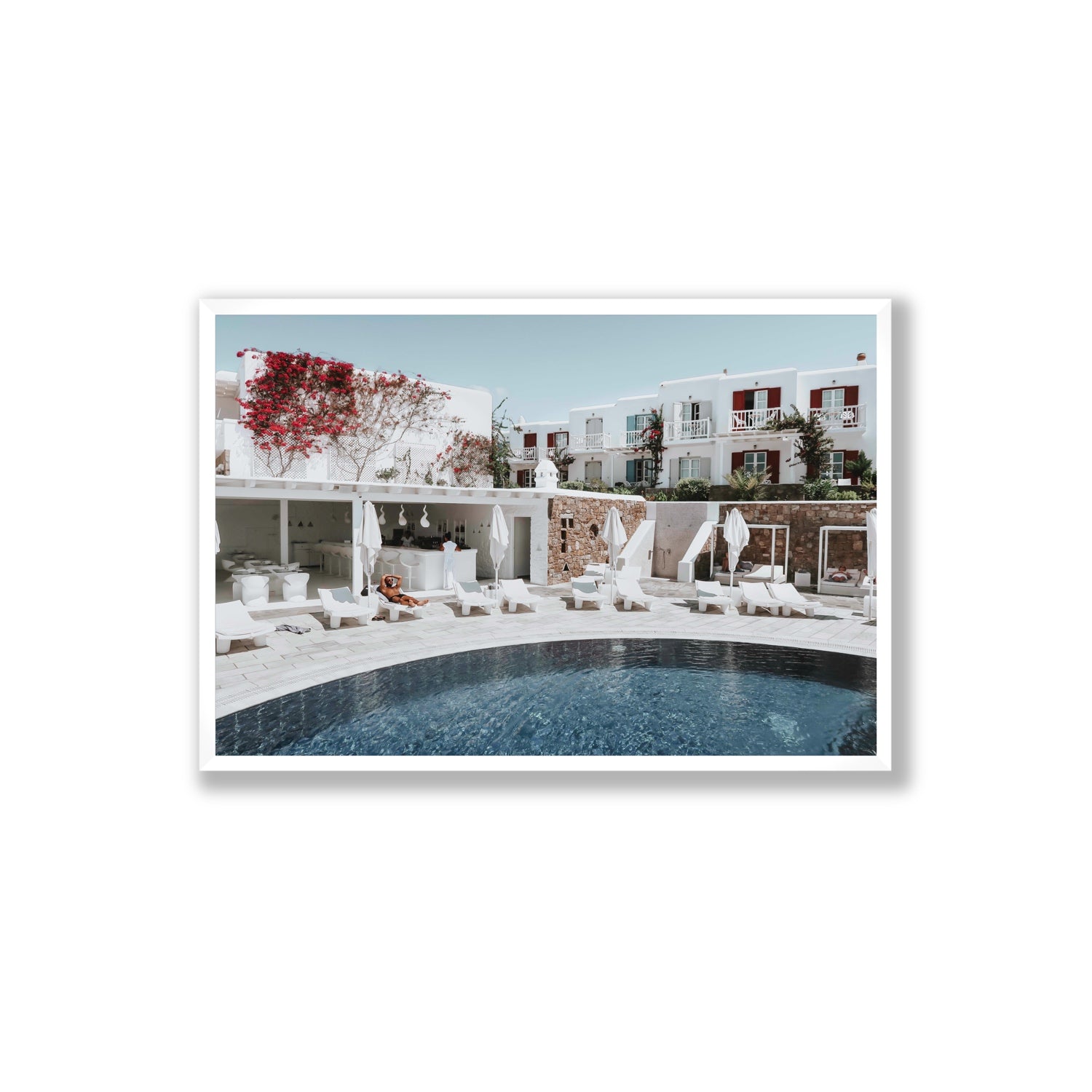Got The First Lounge fine art print, Mykonos, Greece, Extra Large, White Frame · Full Bleed, Fine Art Print