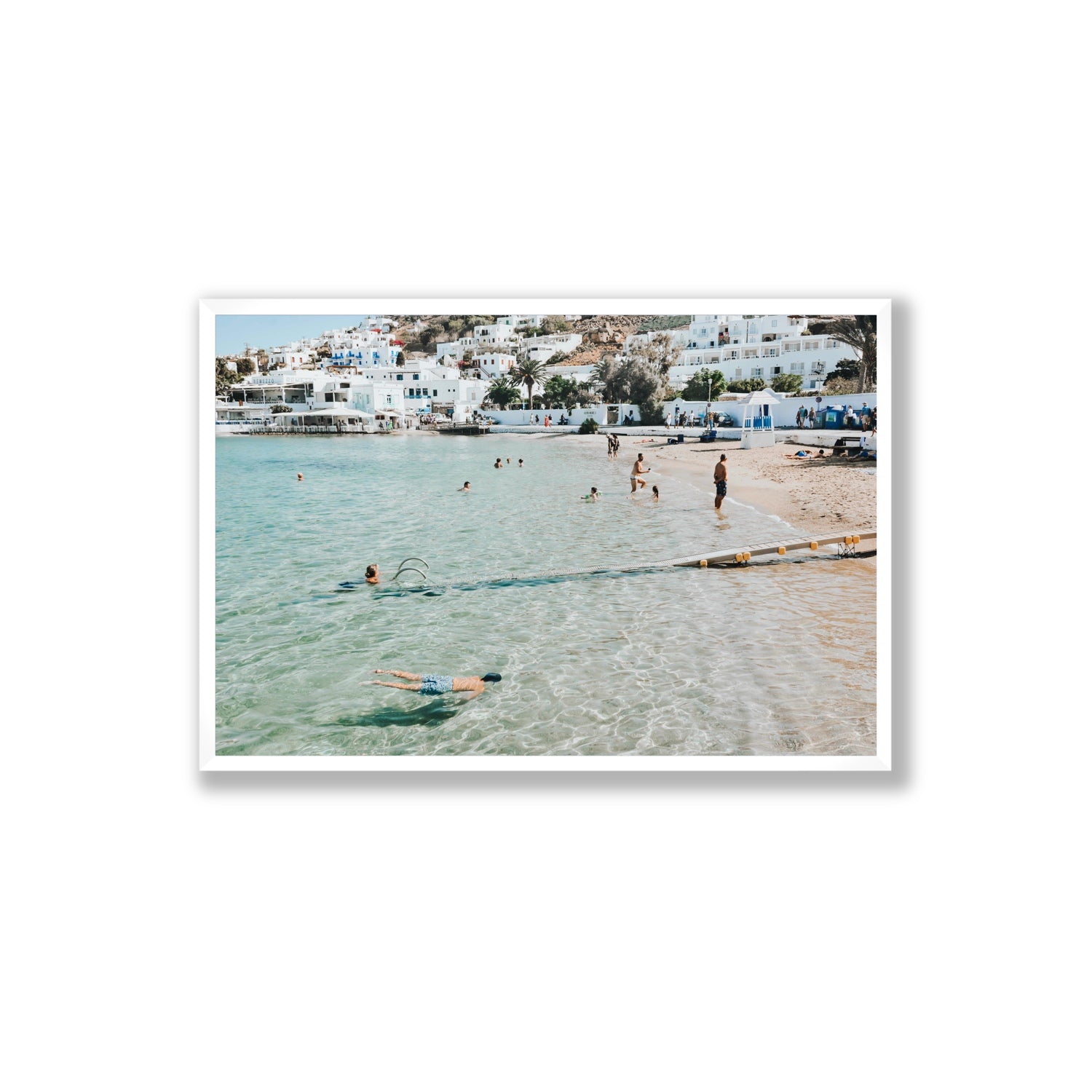 Bathe Yourself In Beauty Mykonos Greek island wall art Extra Large full-bleed fine art print in white frame