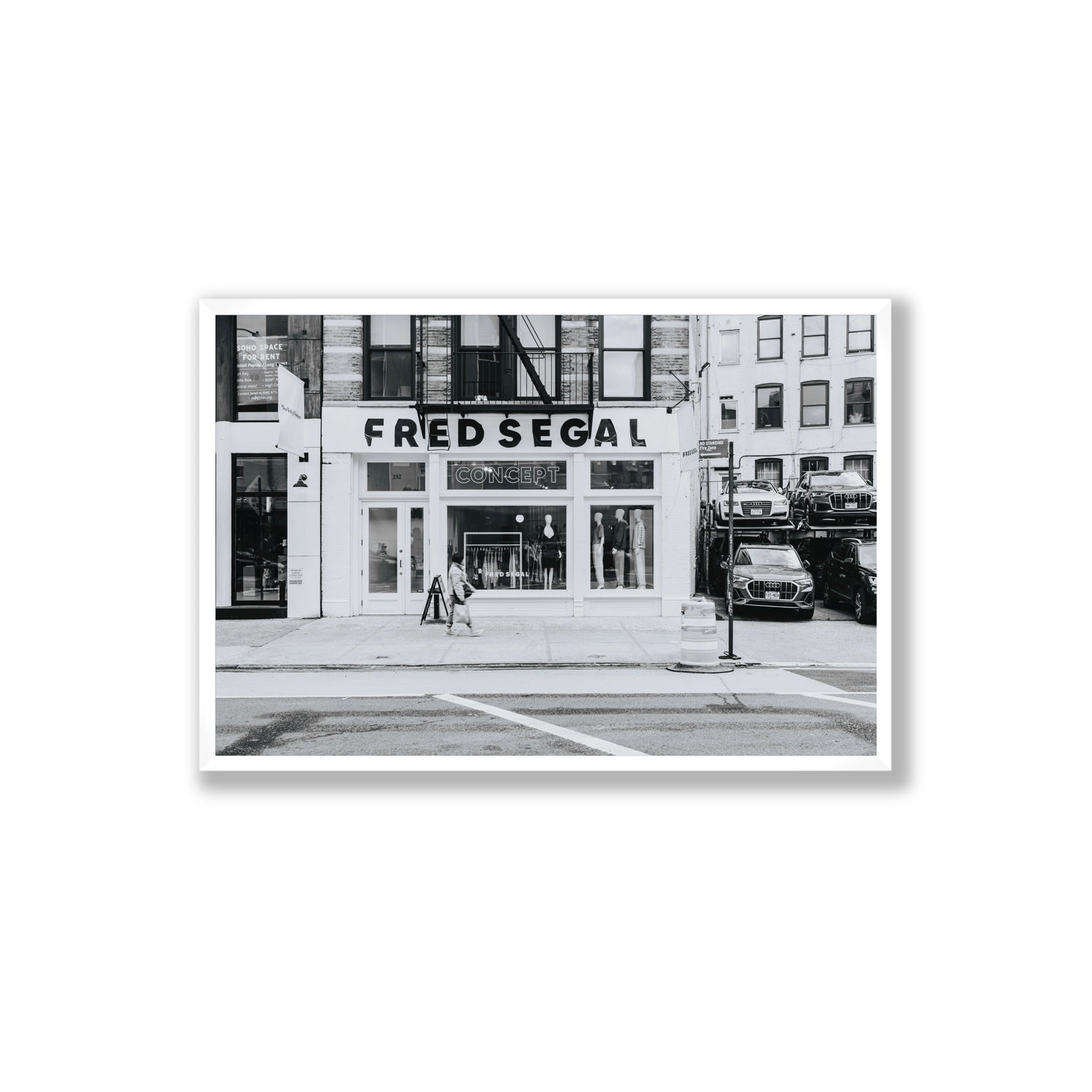 Noir York New York NYC Black & White wall art Extra Large full-bleed fine art print in white frame