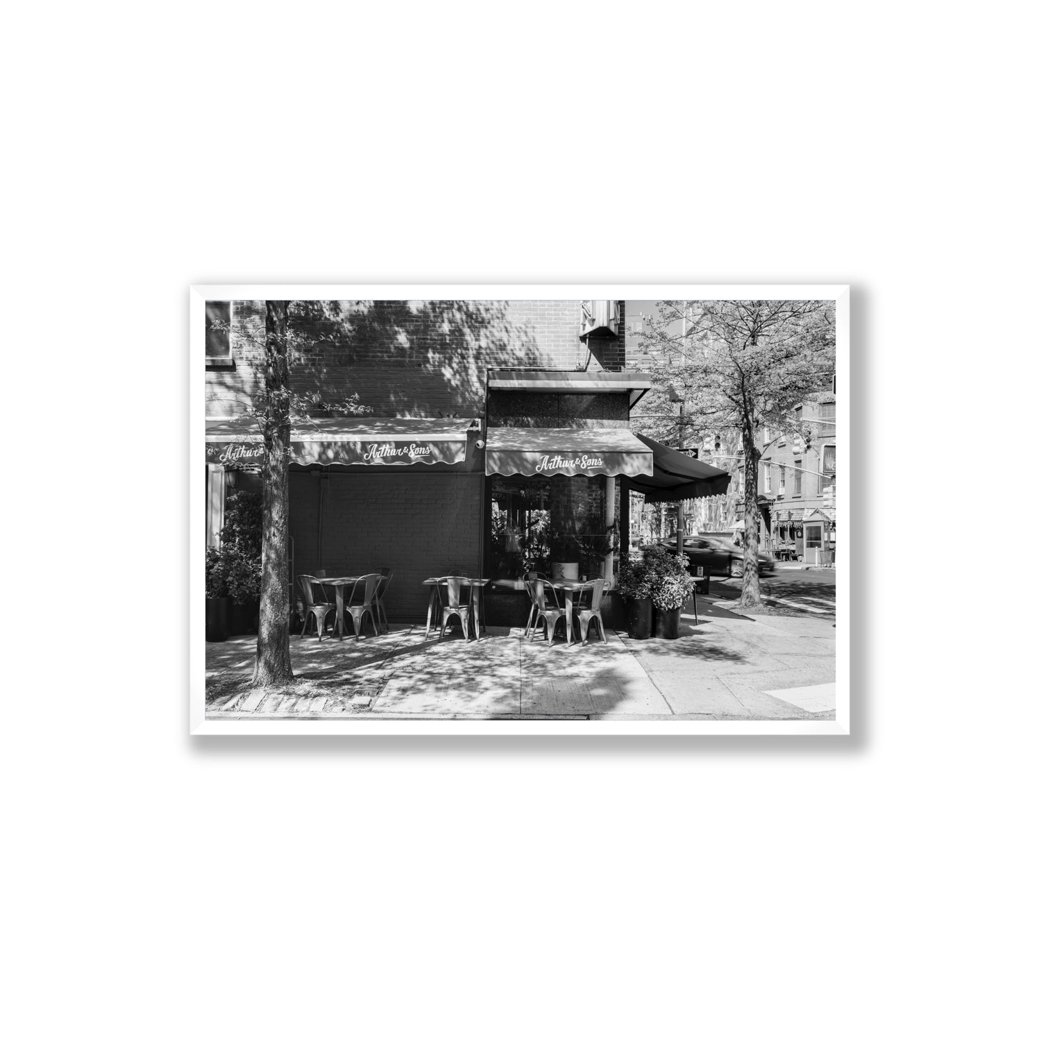 Arthur's Corner New York NYC Restaurant wall art Extra Large full-bleed fine art print in white frame
