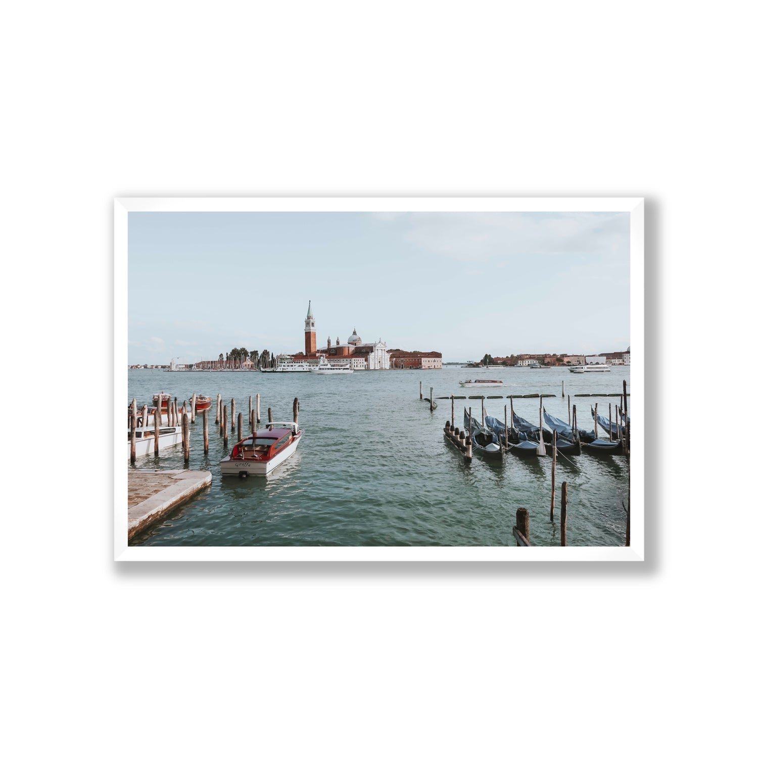Venetian Waterscape Venice Italian art print Giant full-bleed fine art print in white frame