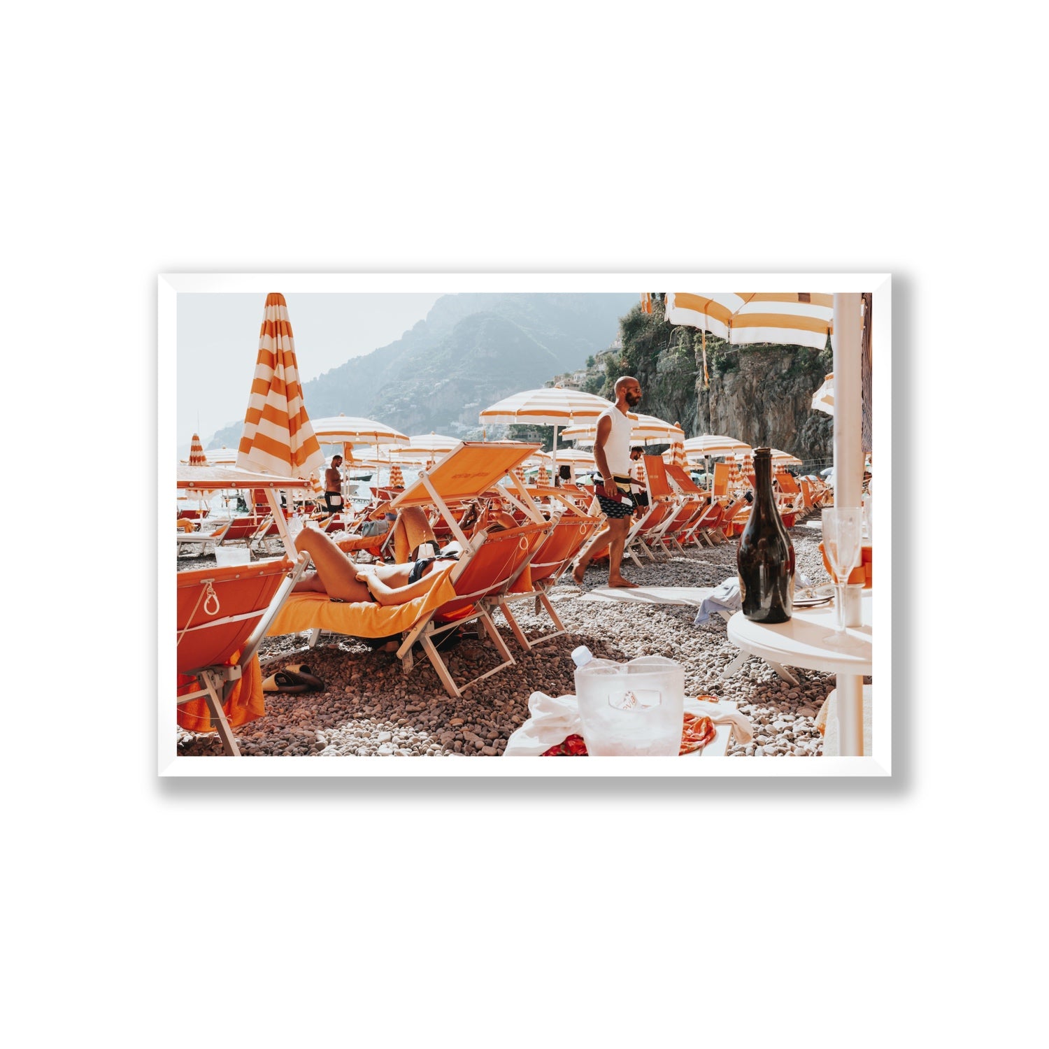 Zesty Shade Positano wall art Giant full-bleed fine art print in white frame