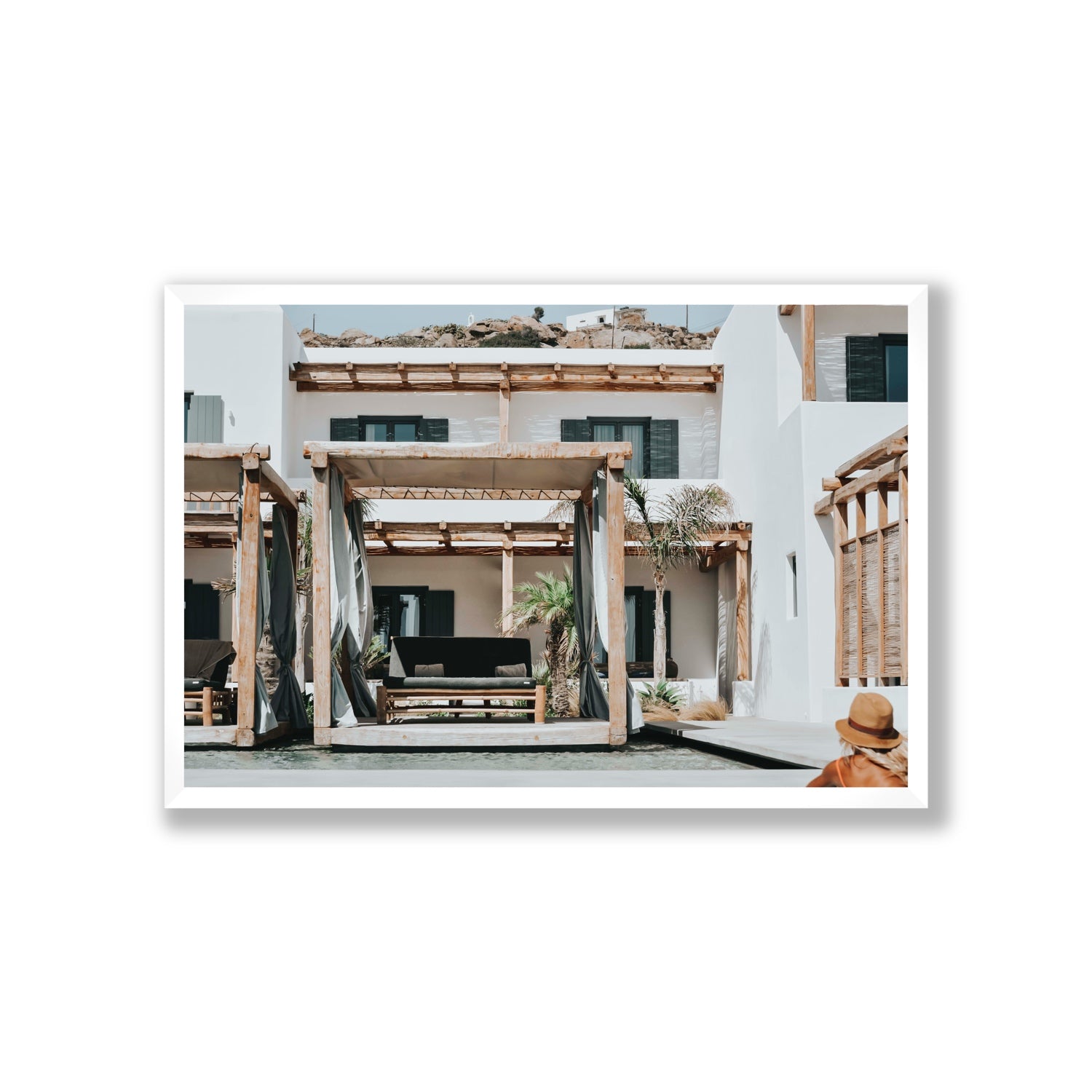 Dream Villa fine art print, Mykonos, Greece, Giant, White Frame · Full Bleed, Fine Art Print