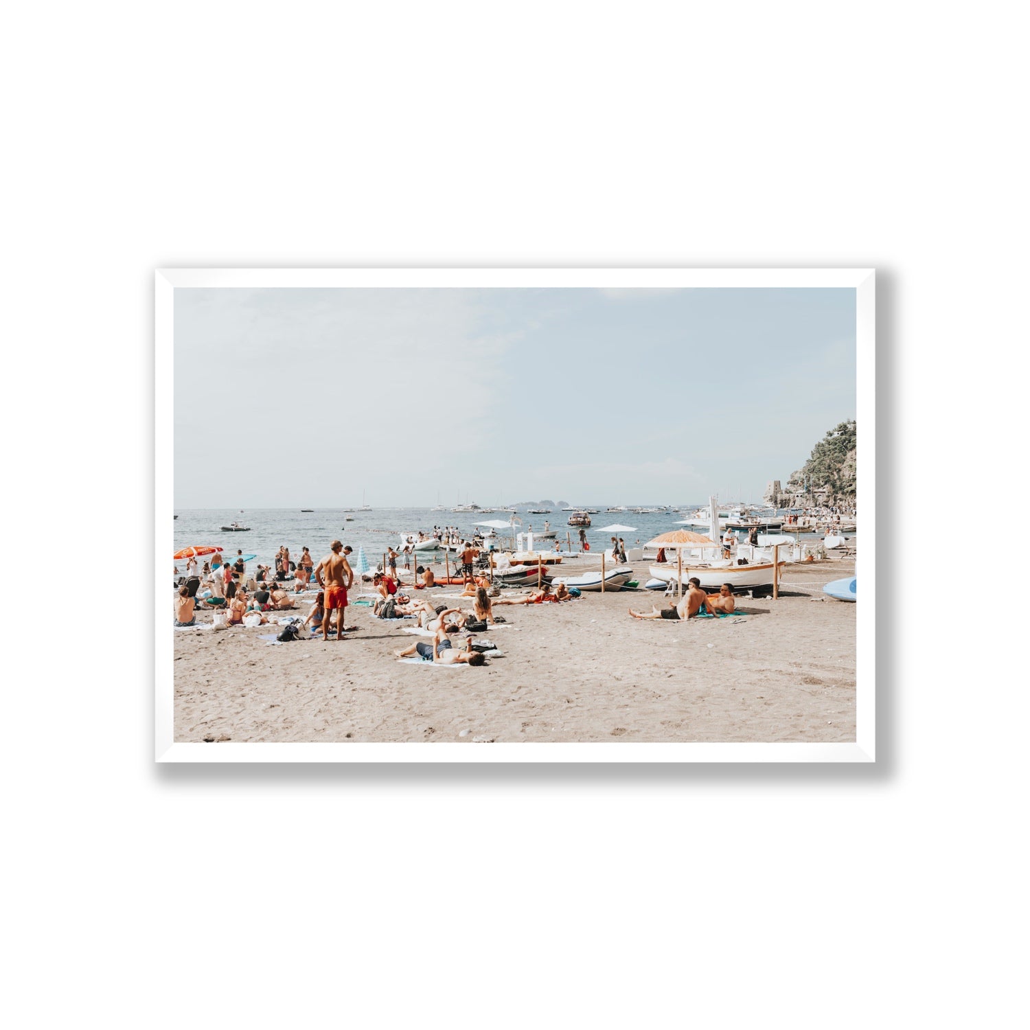 Beachy Vibes fine art print, Positano, Italy, Giant, White Frame · Full Bleed, Fine Art Print