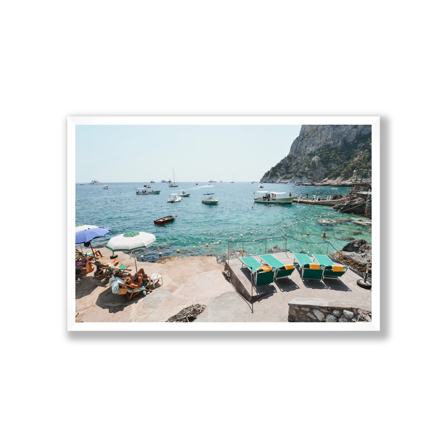 Save Me A Seat Capri Mediterranean wall art Giant full-bleed fine art print in white frame