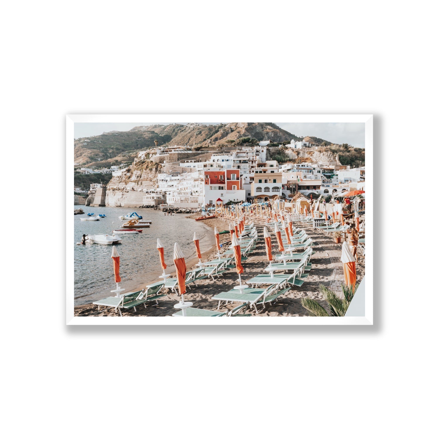 Sole Estivo Ischia Italian coastal wall art Giant full-bleed fine art print in white frame