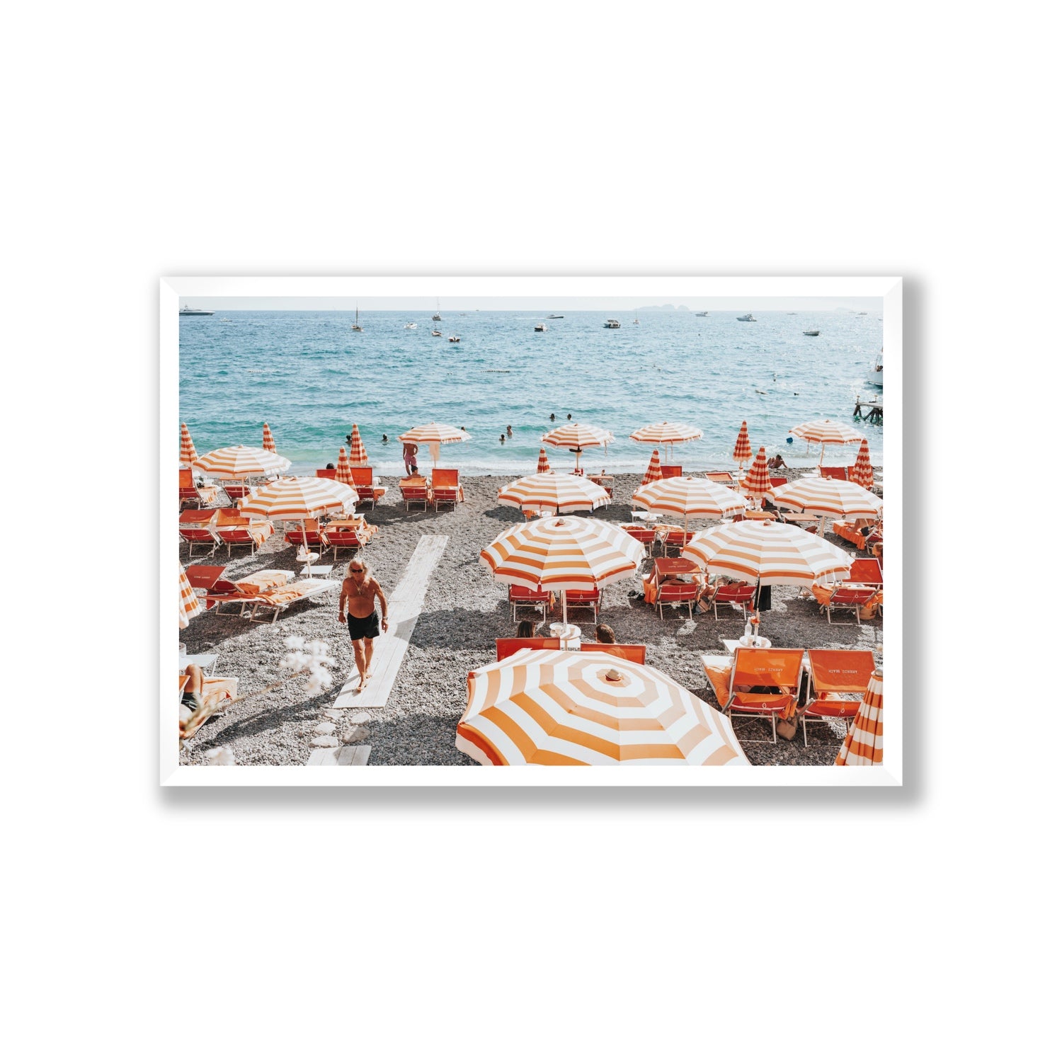 Shoreline Strut Positano wall art Giant full-bleed fine art print in white frame