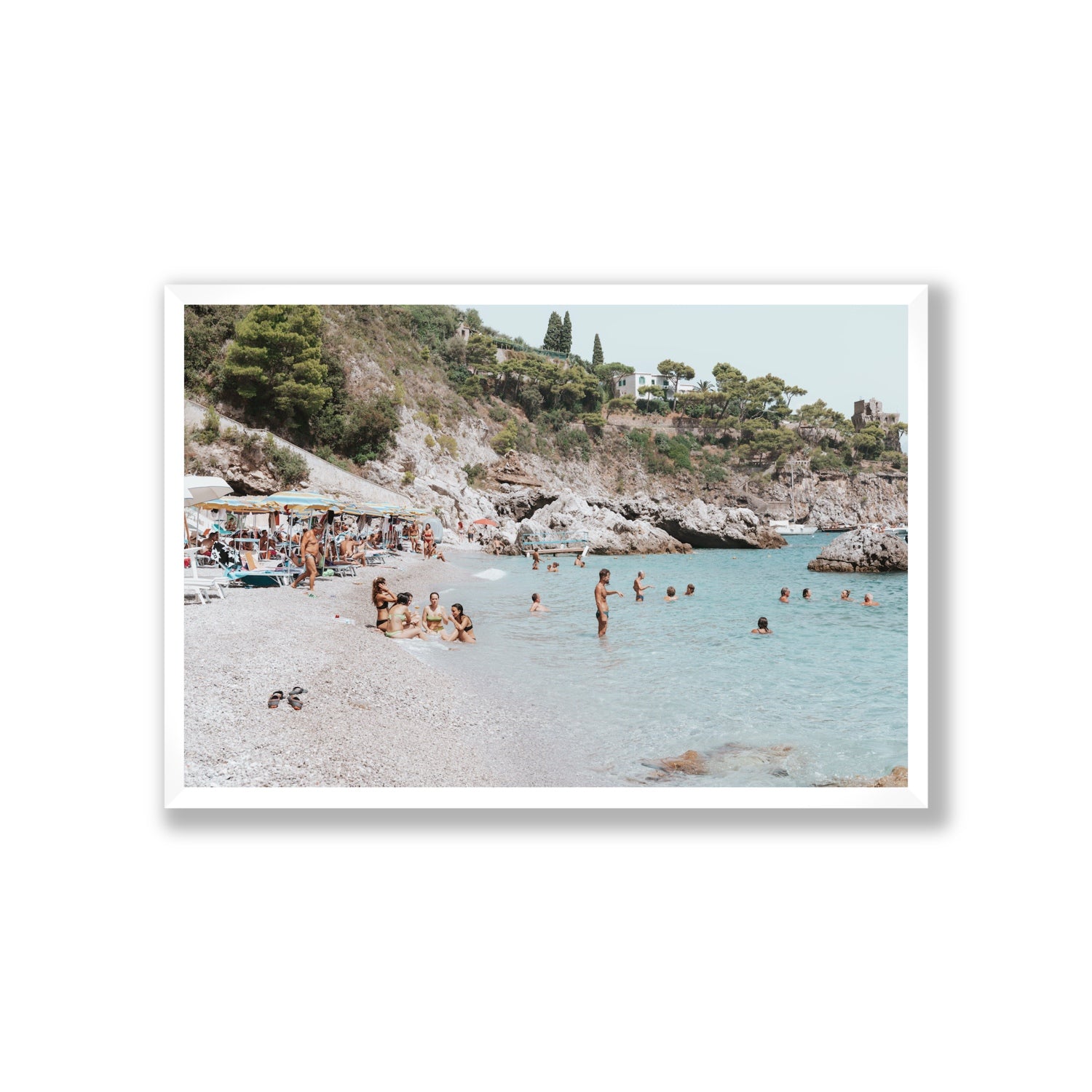 La Vacanza Amalfi Mediterranean wall art Giant full-bleed fine art print in white frame