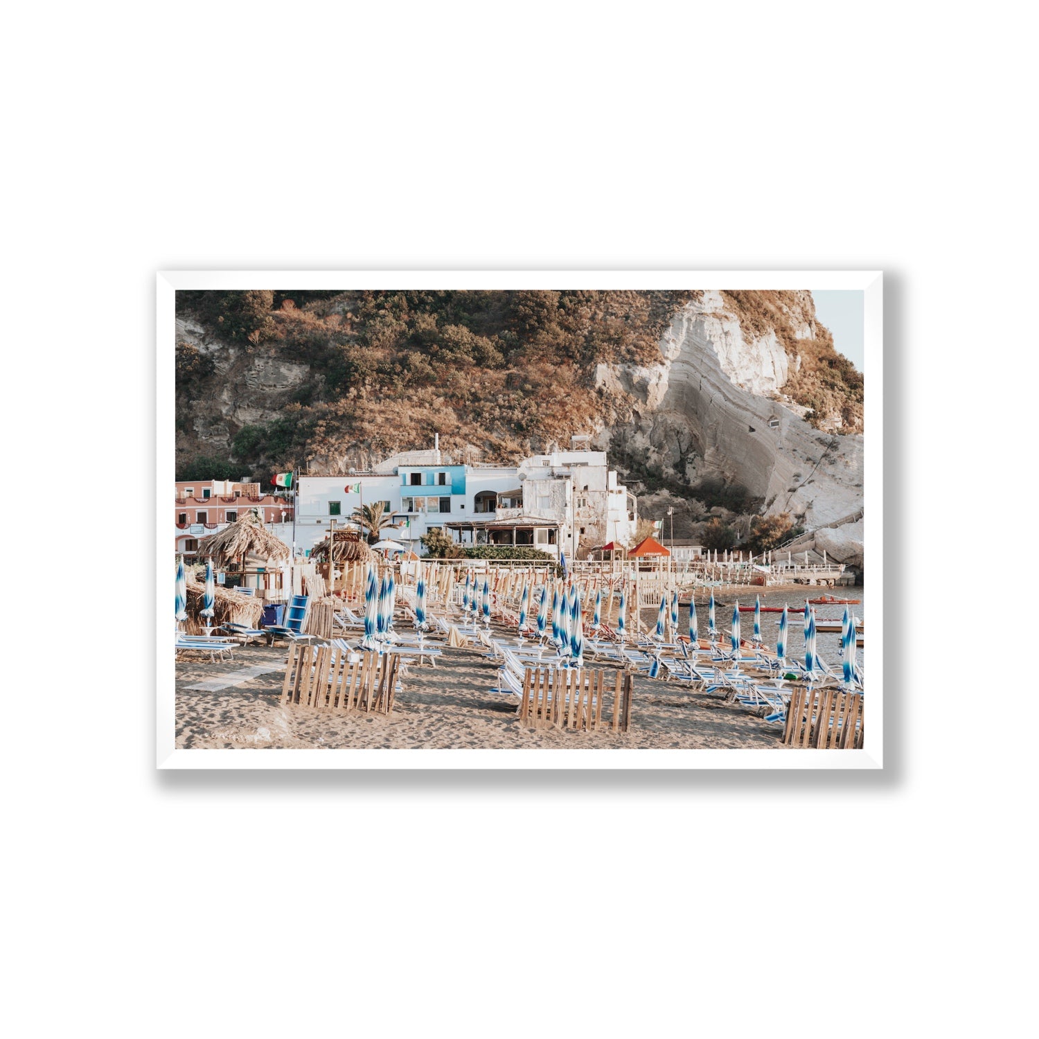 Sant' Angelo Ischia Italian coastal wall art Giant full-bleed fine art print in white frame