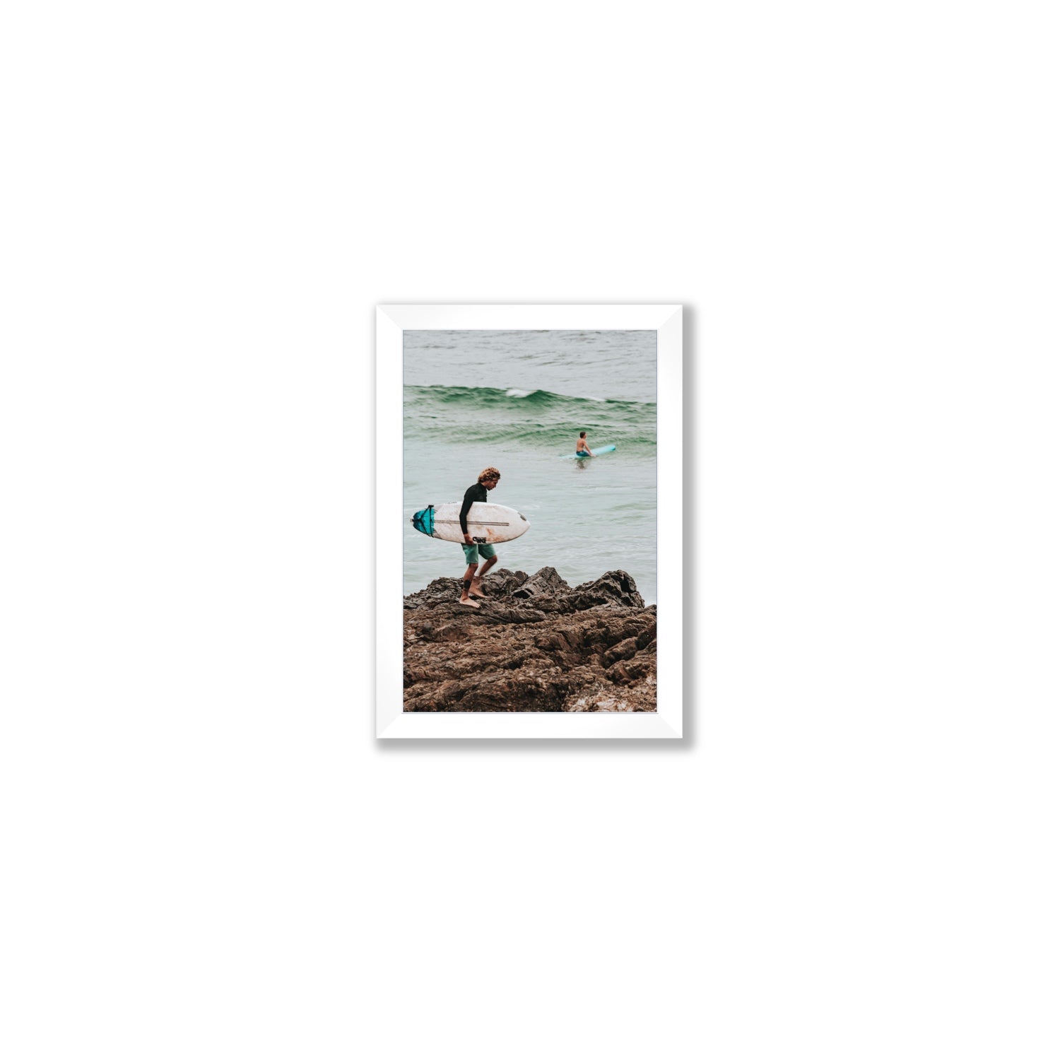 Not All Who Wander Are Lost Byron Bay Surf wall art Small full-bleed fine art print in white frame