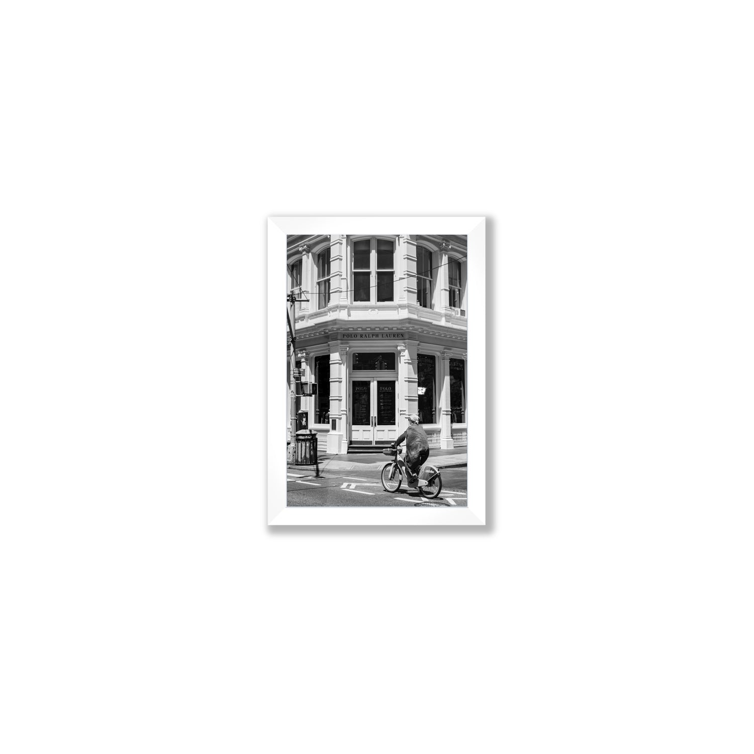 Downtown Rider New York NYC Black & White wall art Small full-bleed fine art print in white frame