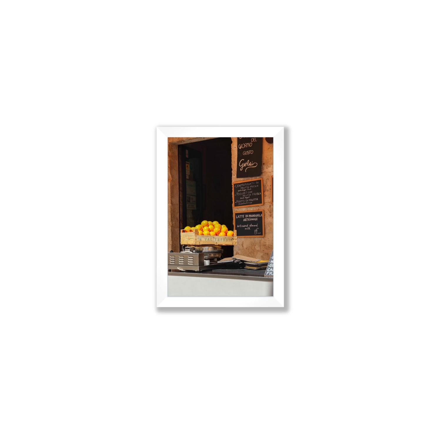 Luminous Citrus Puglia Ostuni Italian wall art Small full-bleed fine art print in white frame