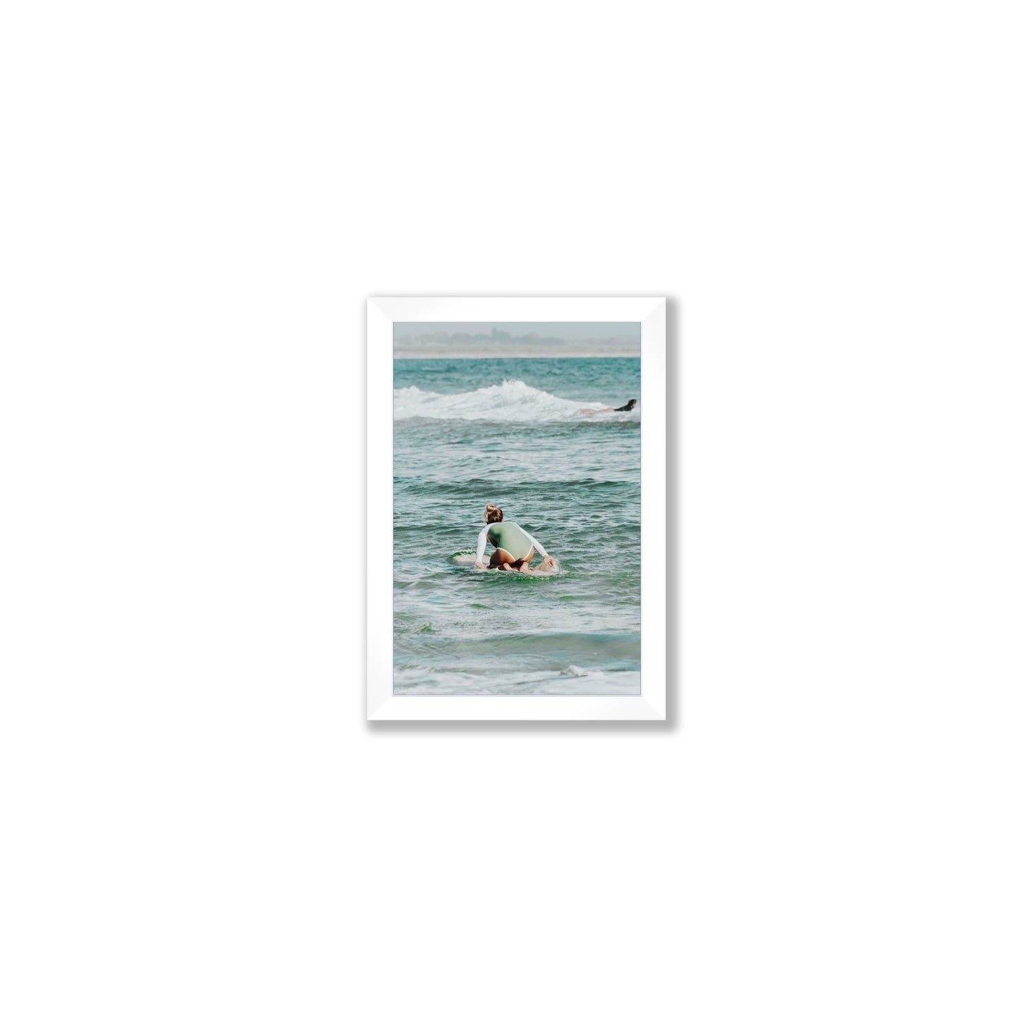 Quincy Byron Bay Surf coastal wall art Small full-bleed fine art print in white frame