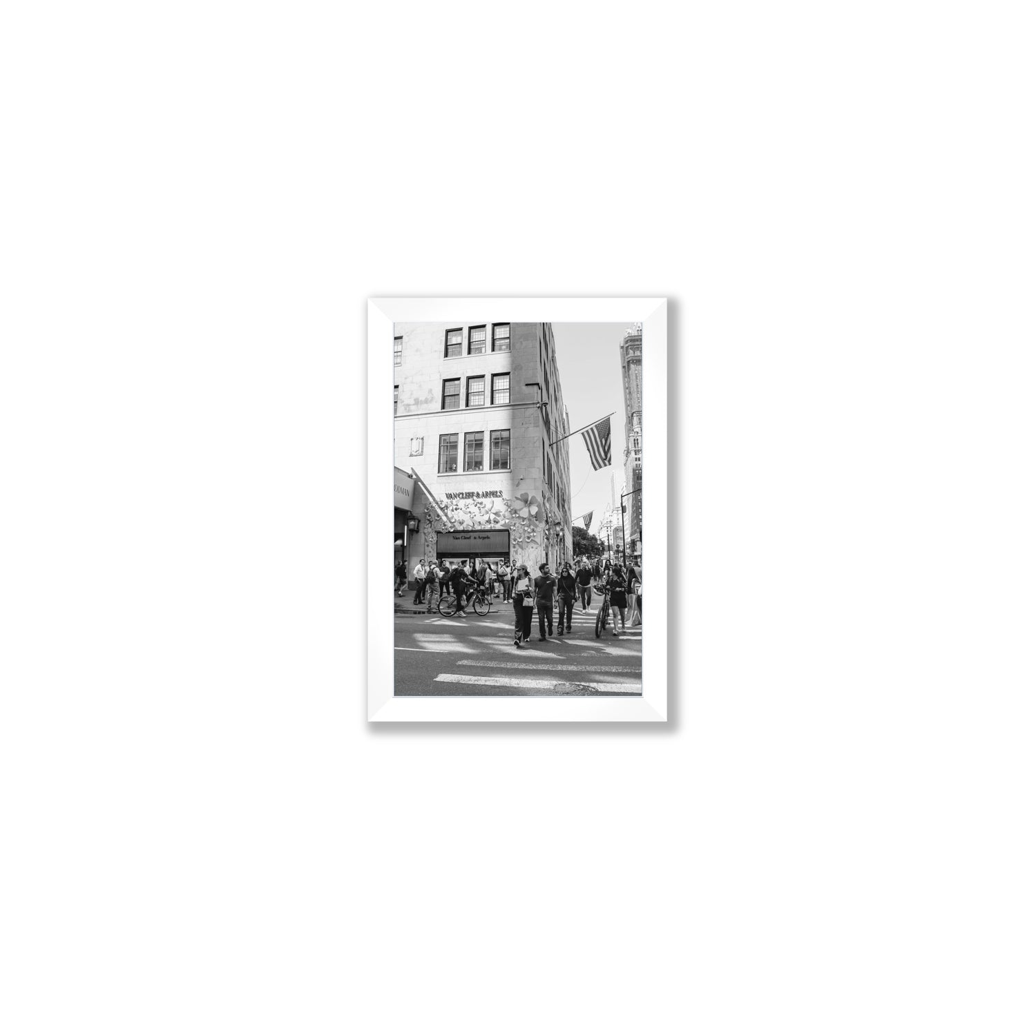 Sidewalk Shuffle New York NYC Black & White wall art Small full-bleed fine art print in white frame